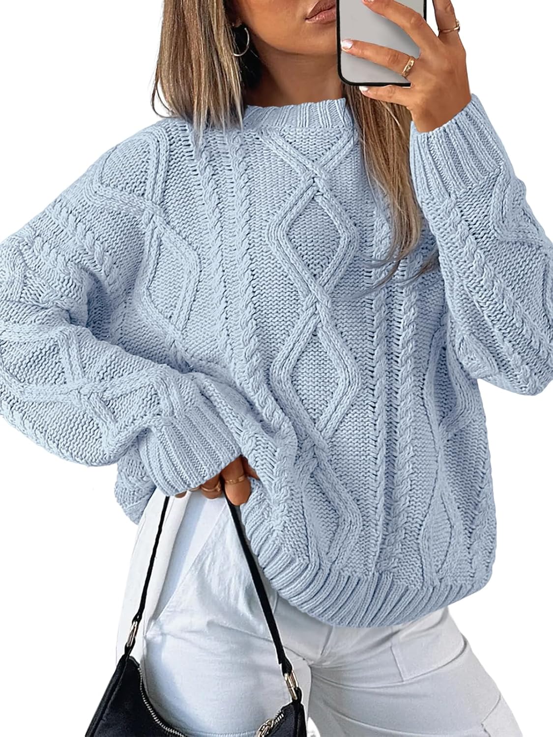 Trendy Queen Women's Oversized Cable Knit Crewneck Sweater Review