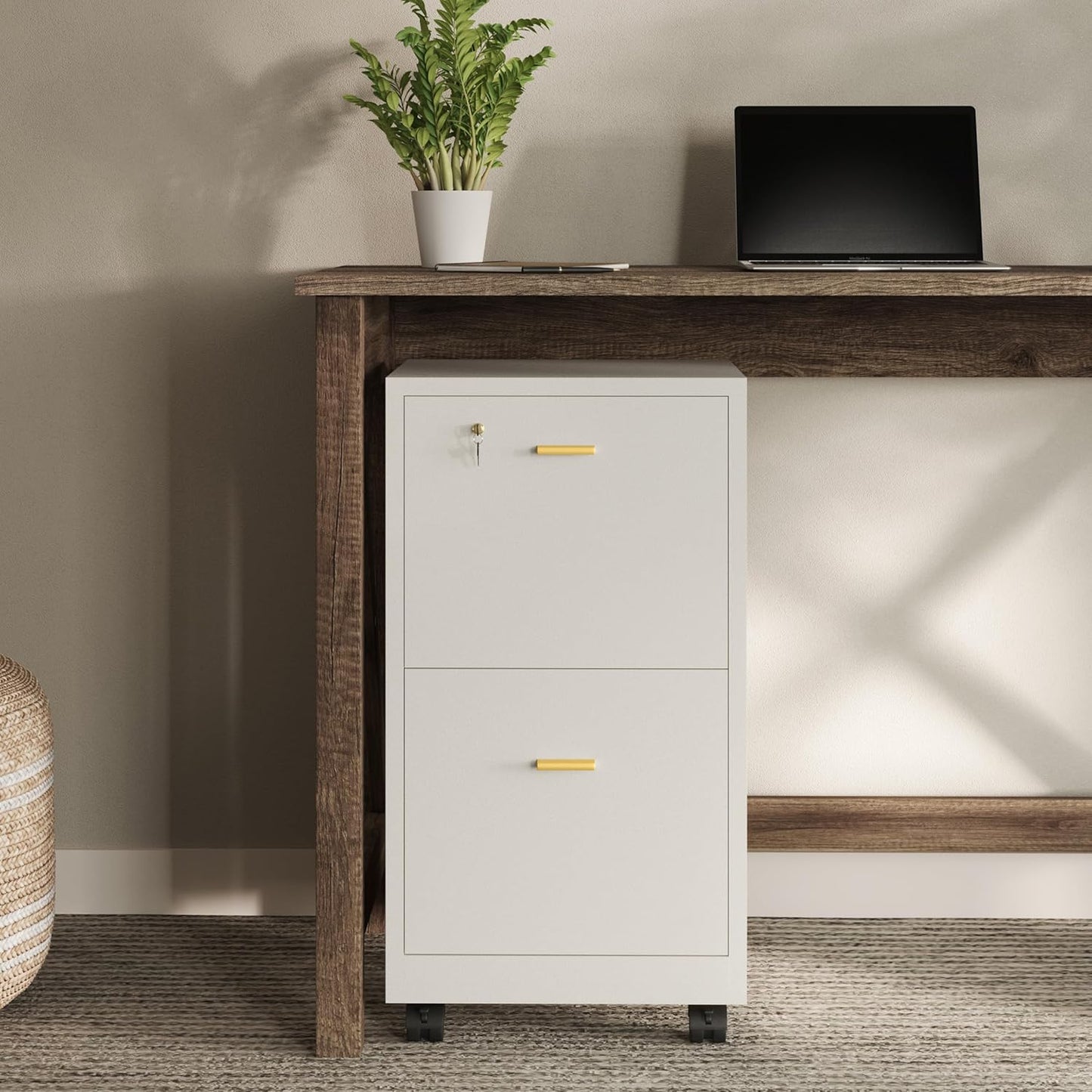 Lavish Home 2 Drawer File Cabinet for Secure Office Storage