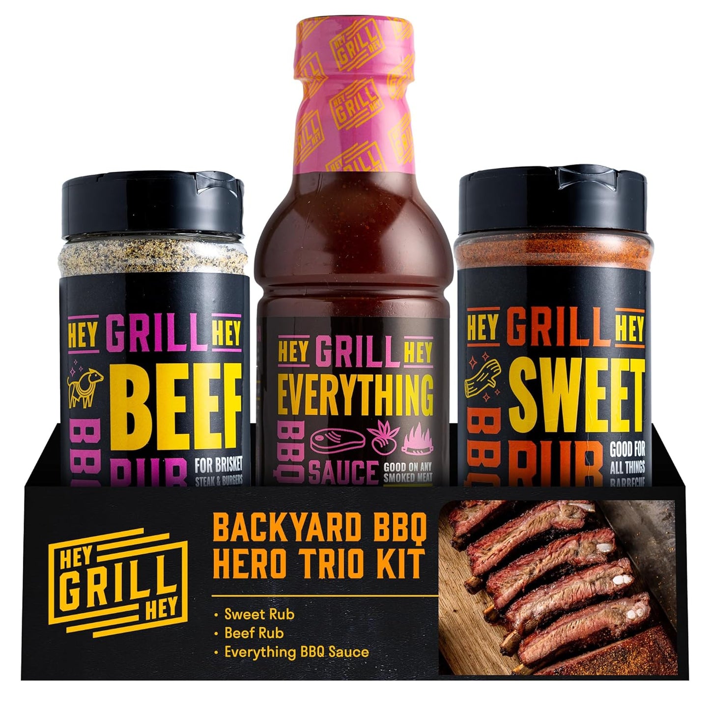 Hey Grill Hey BBQ Seasoning and Sauce Gift Set for Flavor Lovers