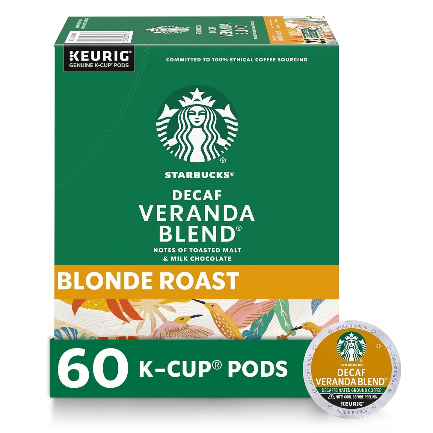 Starbucks K-Cup Coffee Pods Decaf Veranda Blend 100% Arabica