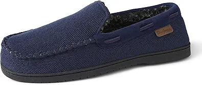 Dearfoams Men's Keaton Memory Foam Moccasin Slippers for Comfort