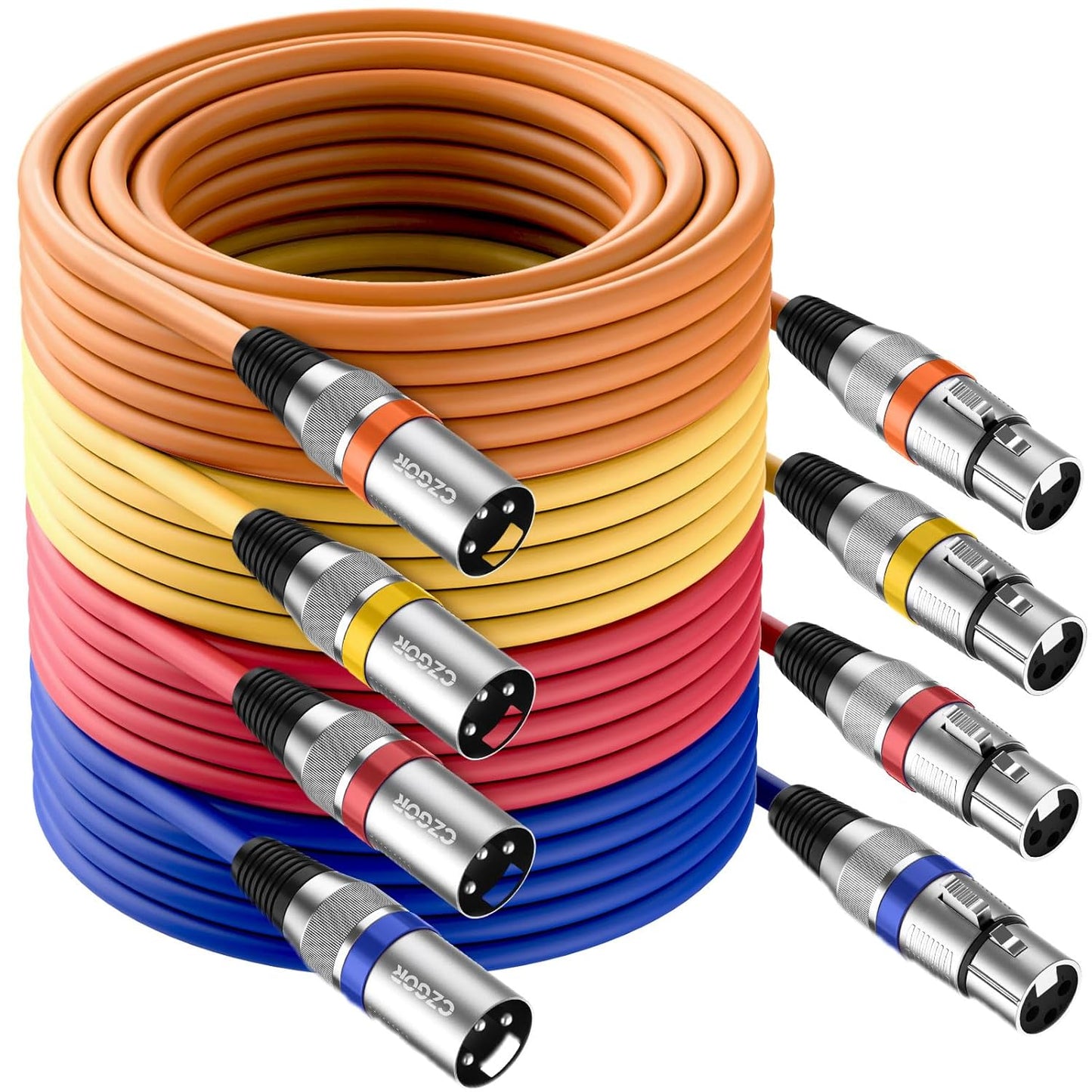 25 ft XLR Microphone Cables 4 Pack for Versatile Audio Use
