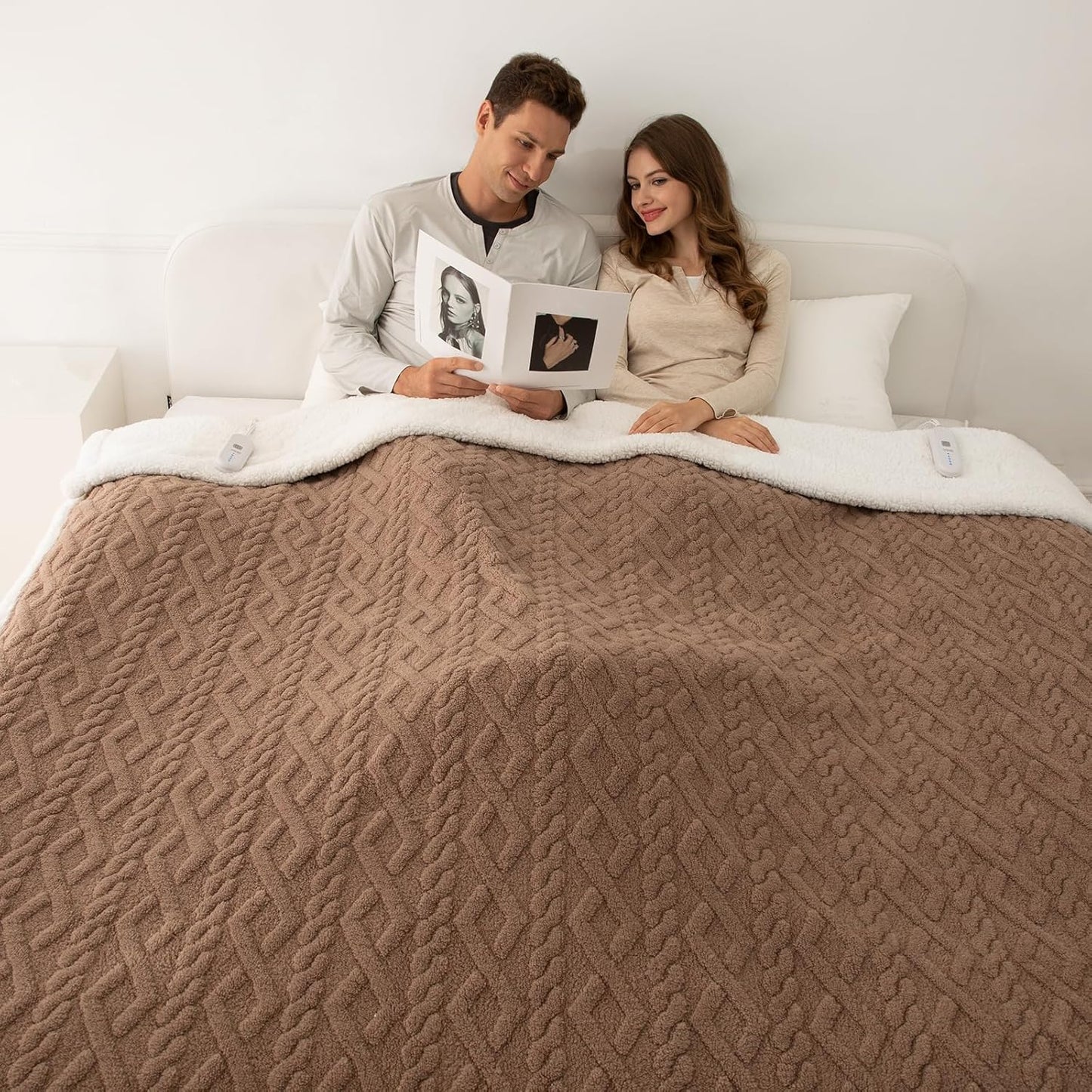 Electric Blanket Queen Size - Soft Thick Warm Sherpa Heated