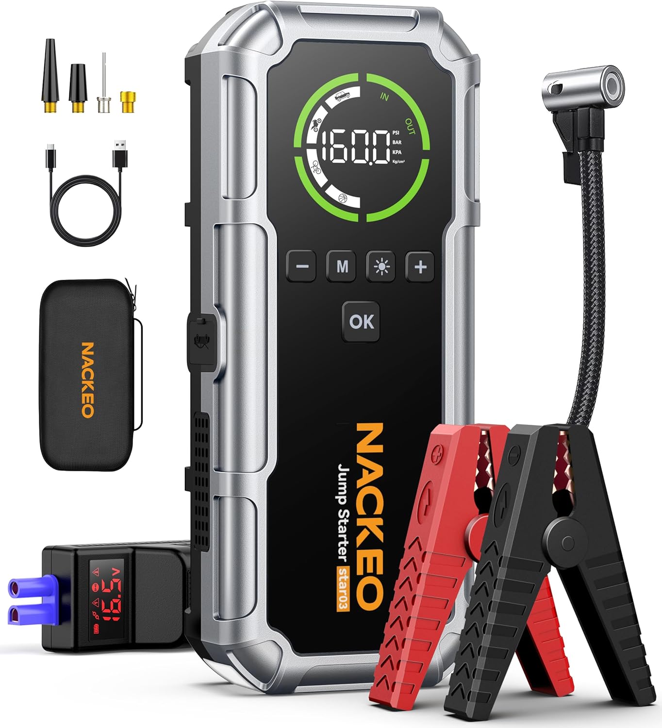 Portable Car Jump Starter with Air Compressor 7000A Power