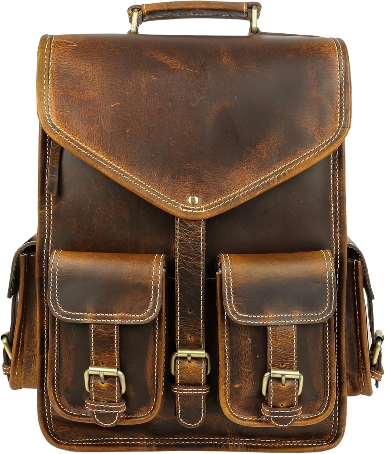 KomalC Leather Backpack Rucksack for Travel and Daily Use