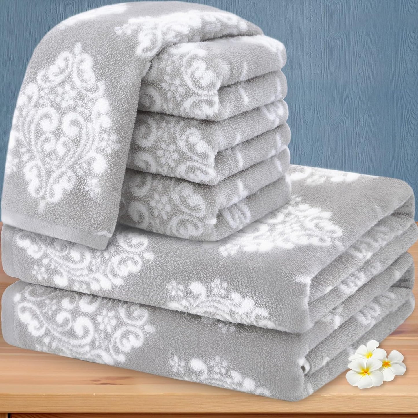 Luxurious 100% Cotton Towel Set for Bathroom - 6 Piece Set