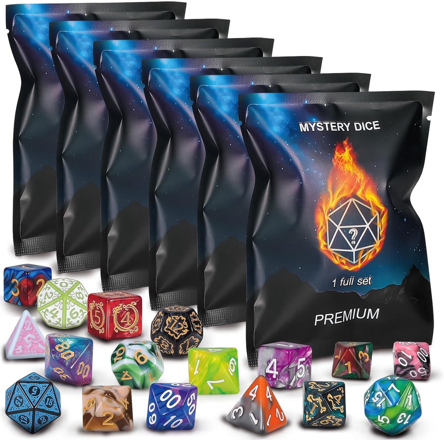 QMAY Polyhedral Dice Set - 48PCS Mystery D&D Dice Bags