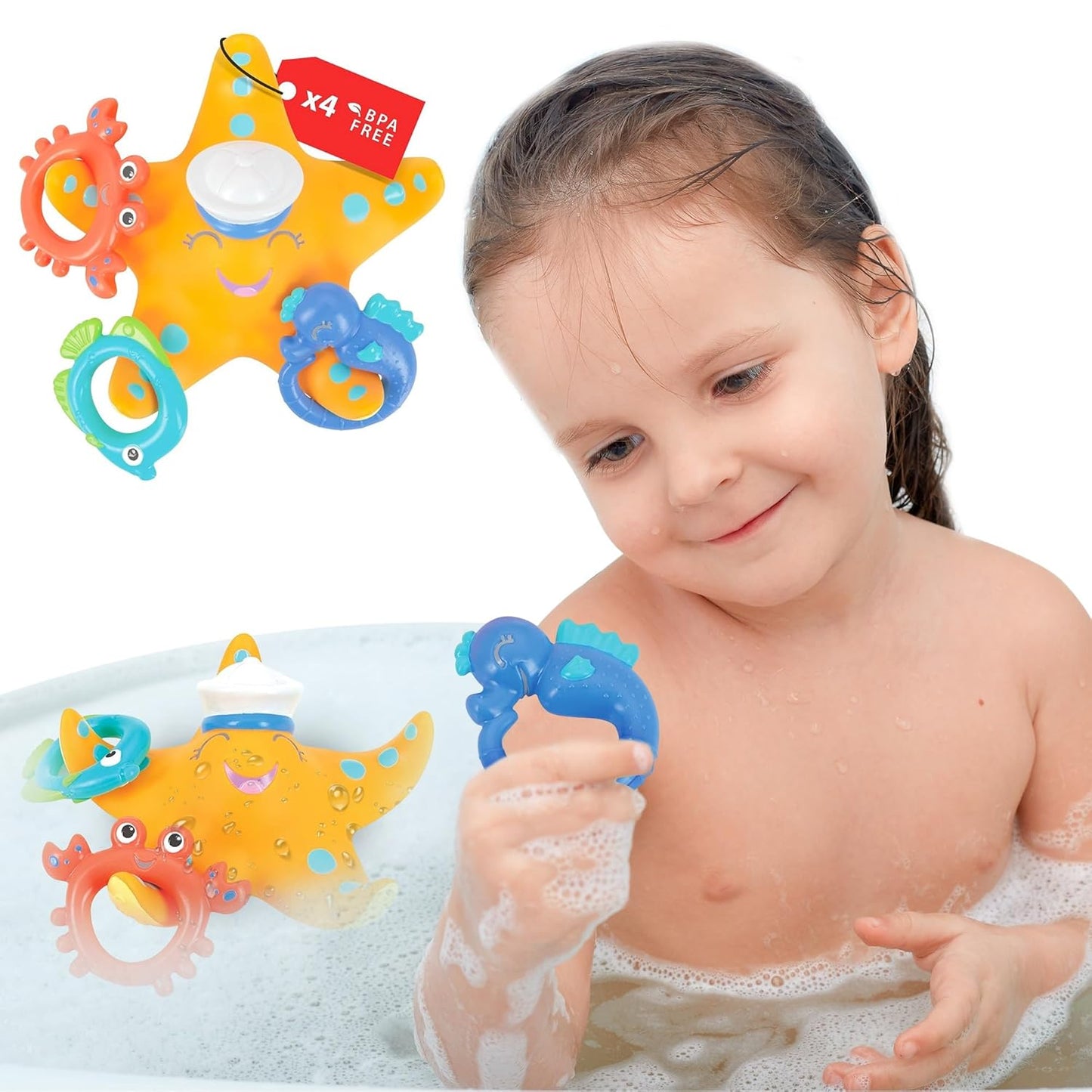 Nuby Starfish Ring Toss Bath Toy - Fun Water Play!