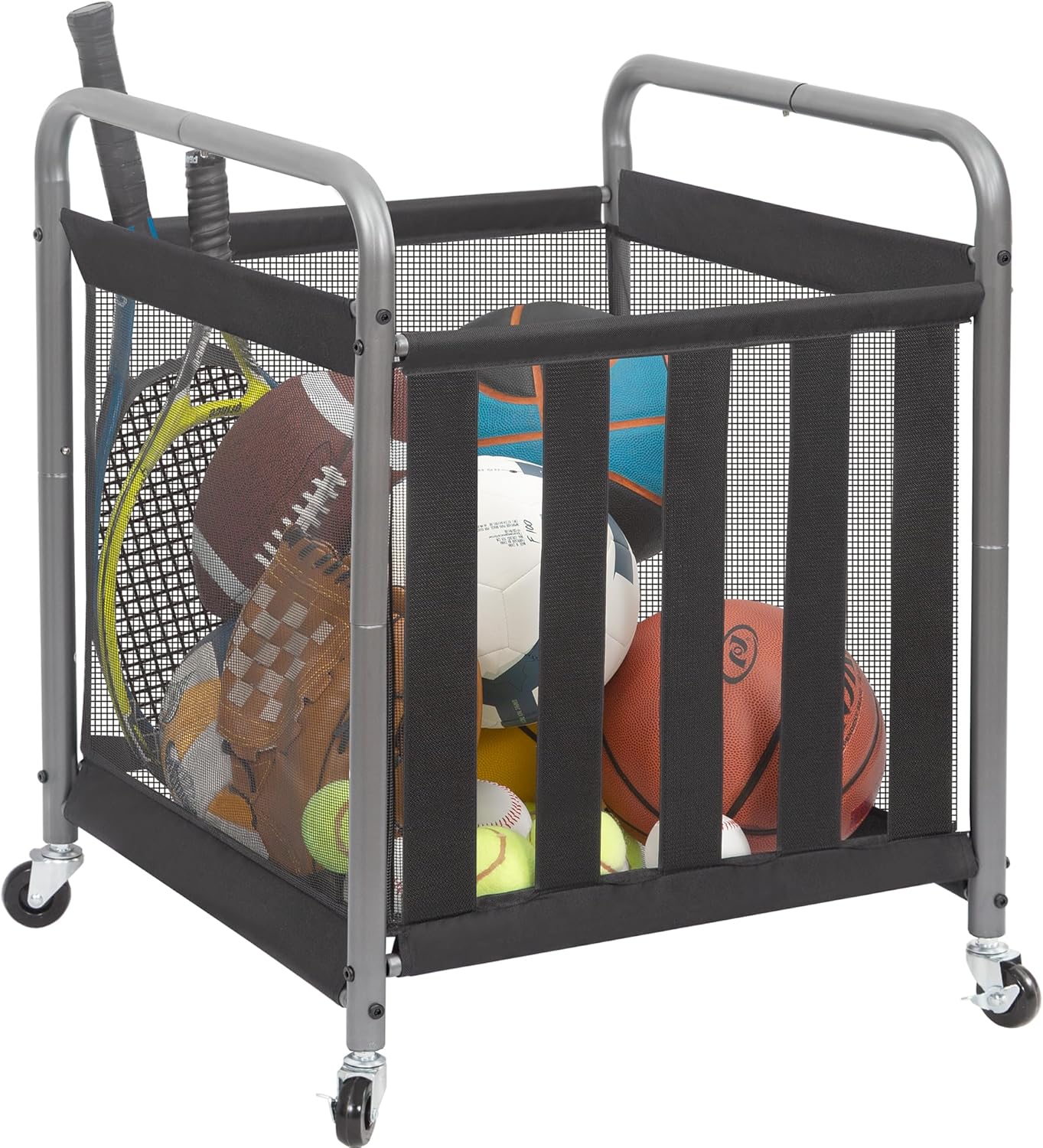 Durable Ball Storage Bin Rolling Sports Ball Cart for Organizing