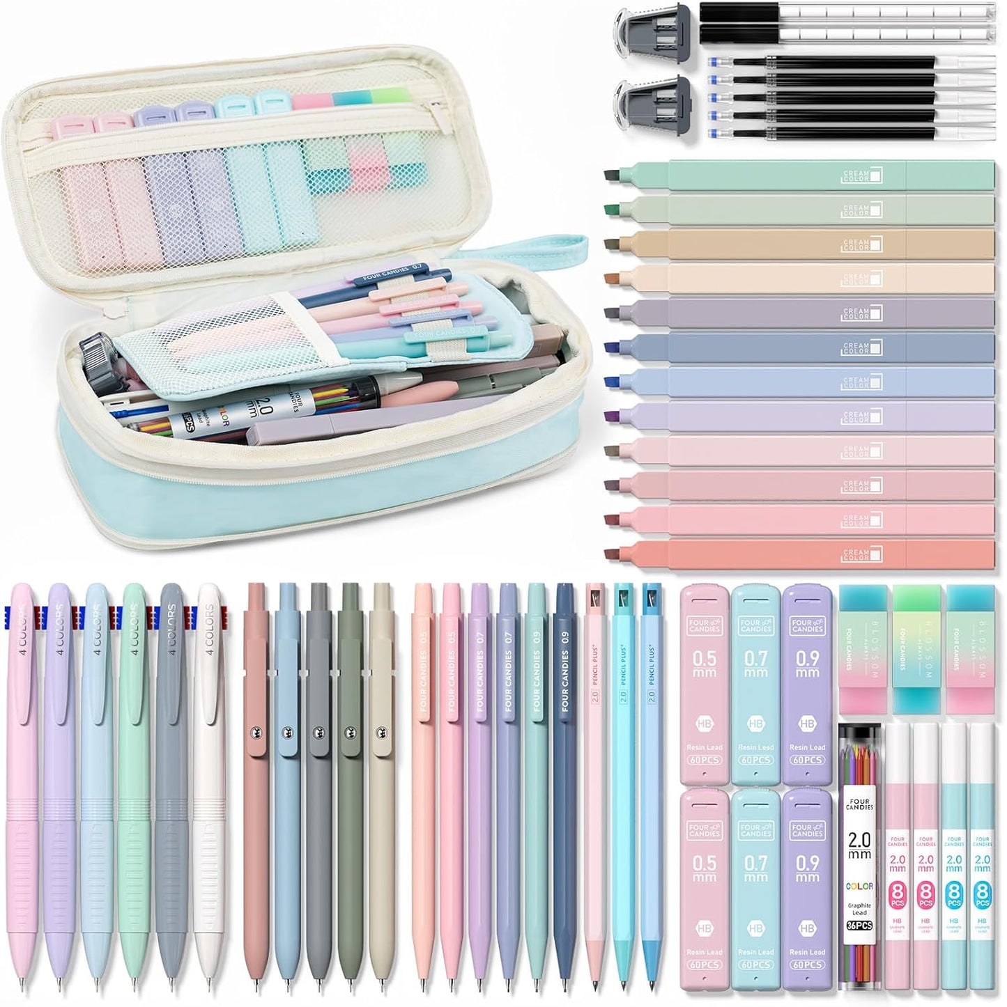 Four Candies 56 PCS Aesthetic School Supplies Set for Students