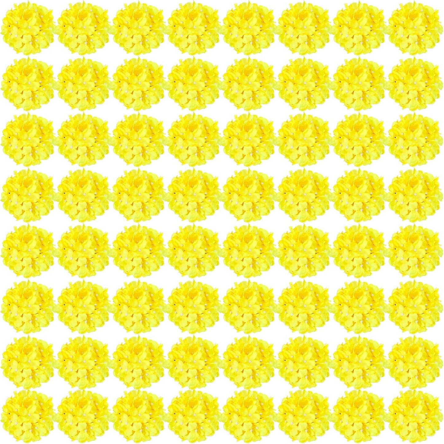 64pcs Yellow Silk Hydrangea Flowers for DIY Wedding Decor