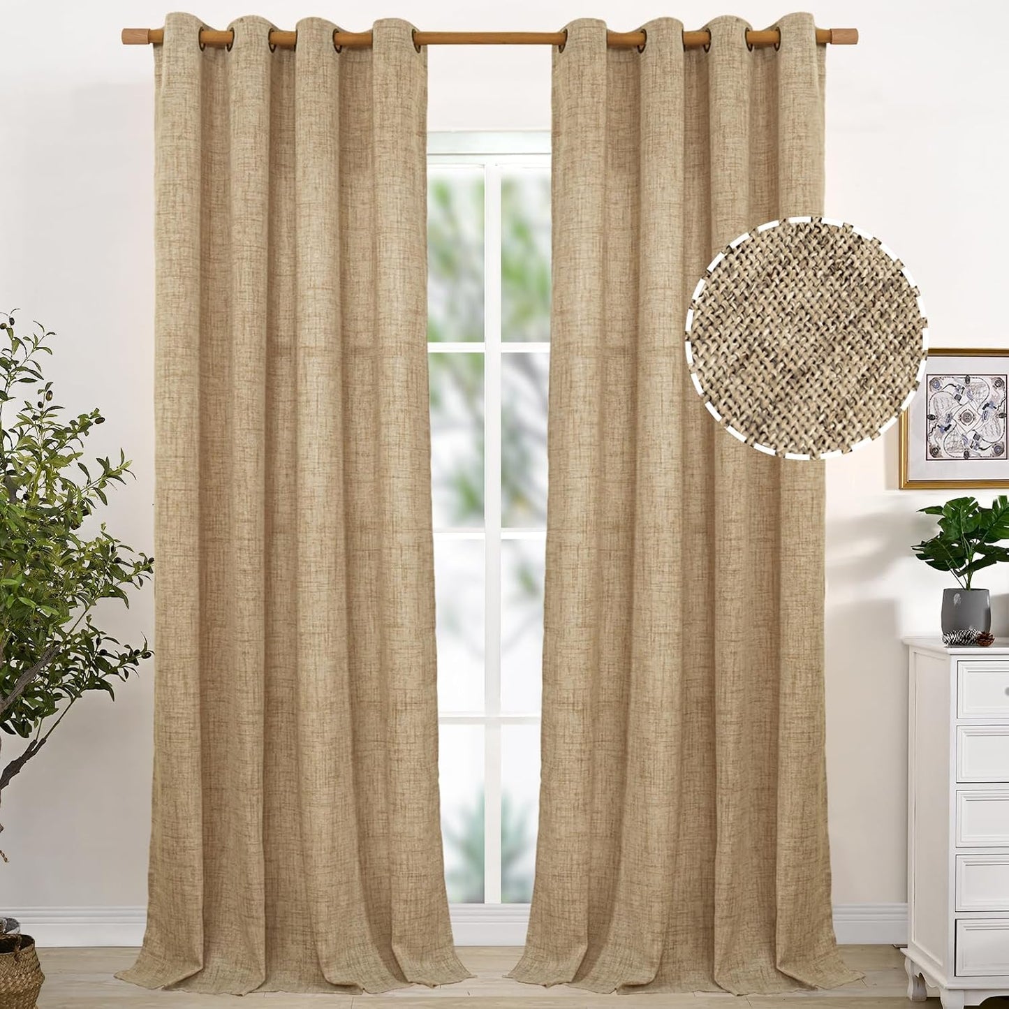 YoungsTex Linen Curtains 95 Inches Long for Cozy Living Spaces