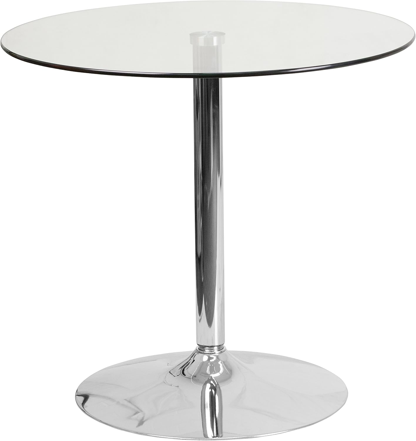 Modern Round Glass Dining Table - Chrome Base