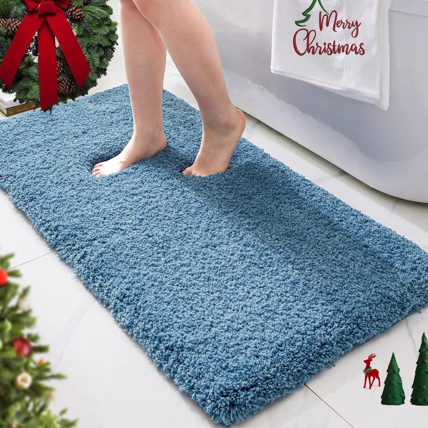 Ultra Thick Shaggy Soft Absorbent Bath Rug for Comfort