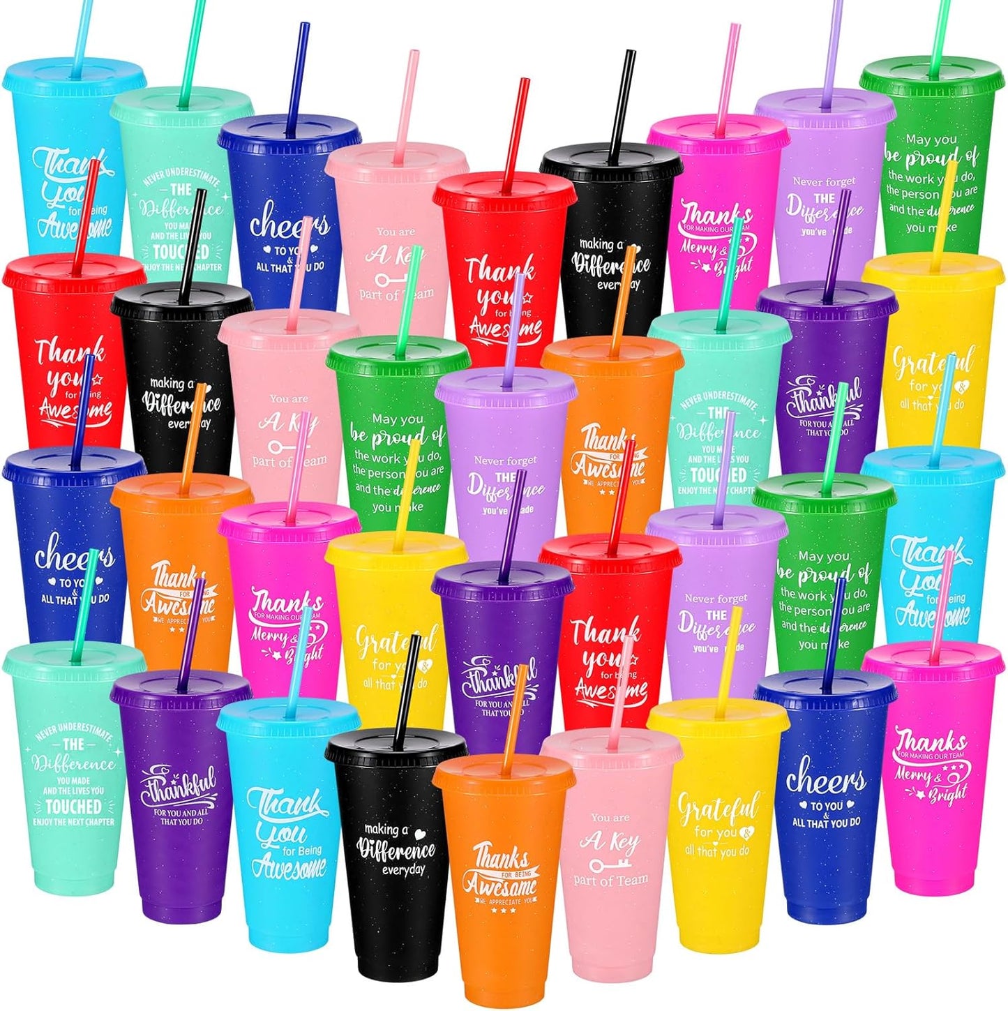 36 Pcs Inspirational Plastic Tumblers for Team Appreciation Gifts