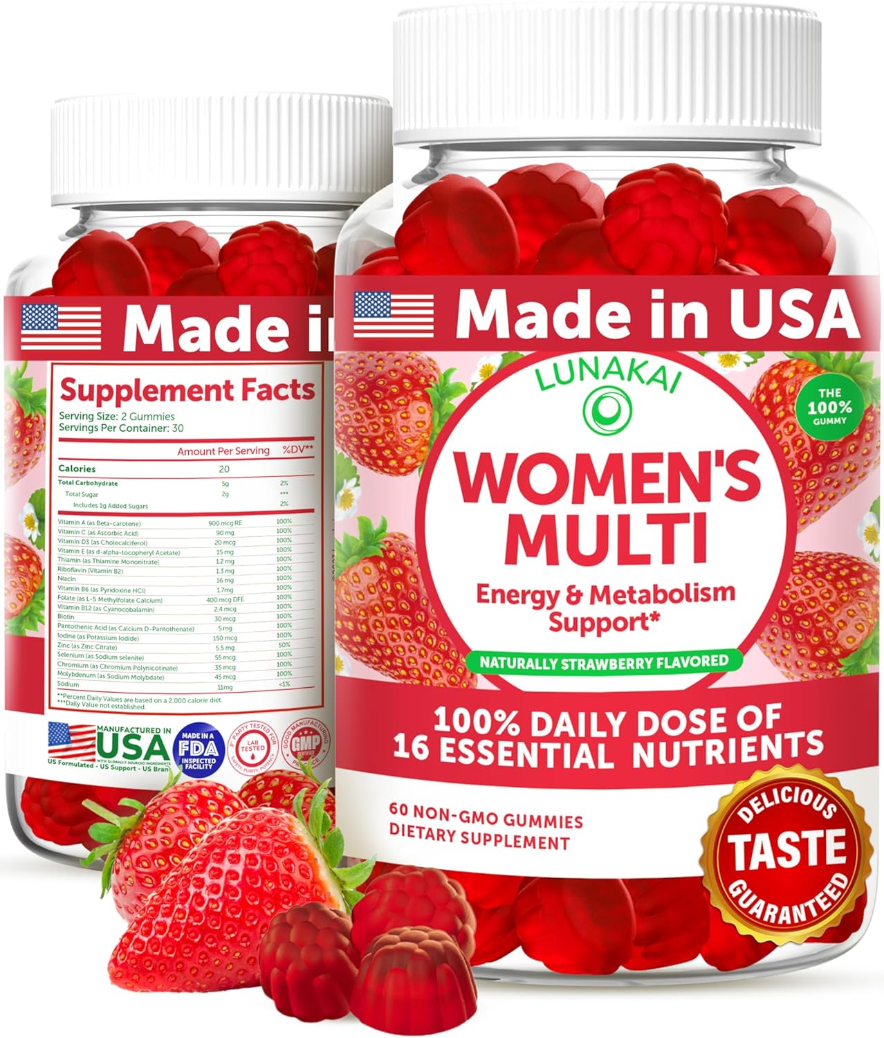 Lunakai Womens Multivitamin Gummies for Energy & Immune Support