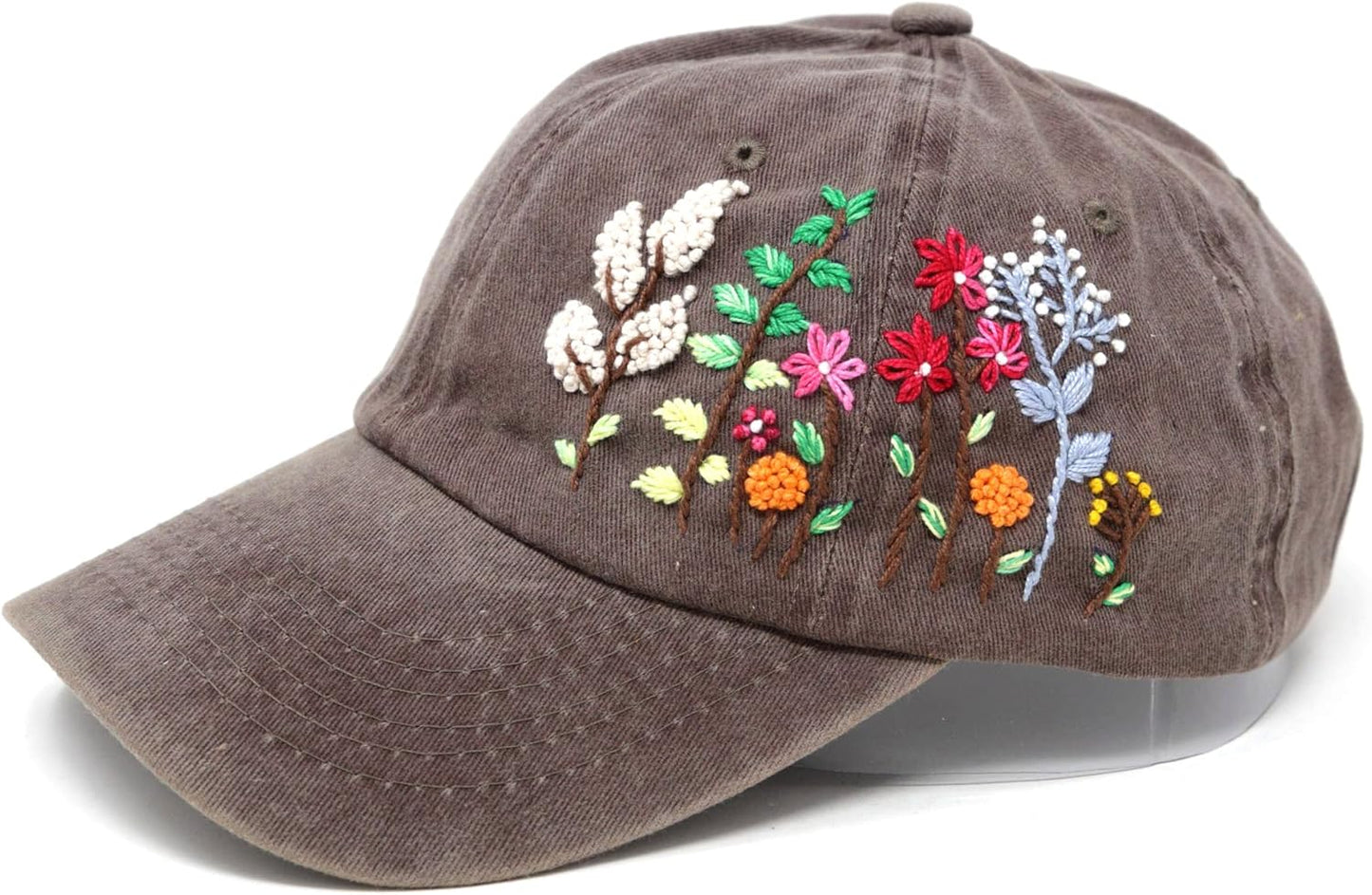 Unique Hand Embroidered Floral Baseball Cap for Stylish Look