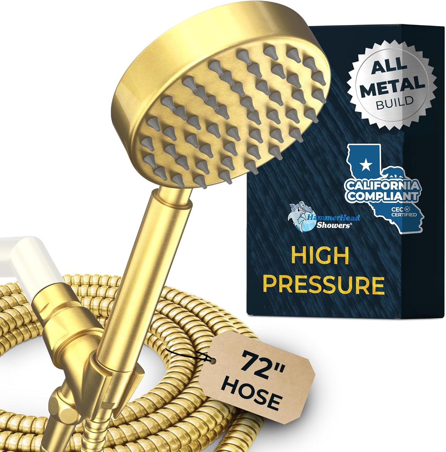 HammerHead Showers Solid Metal Low Flow Handheld Shower Head