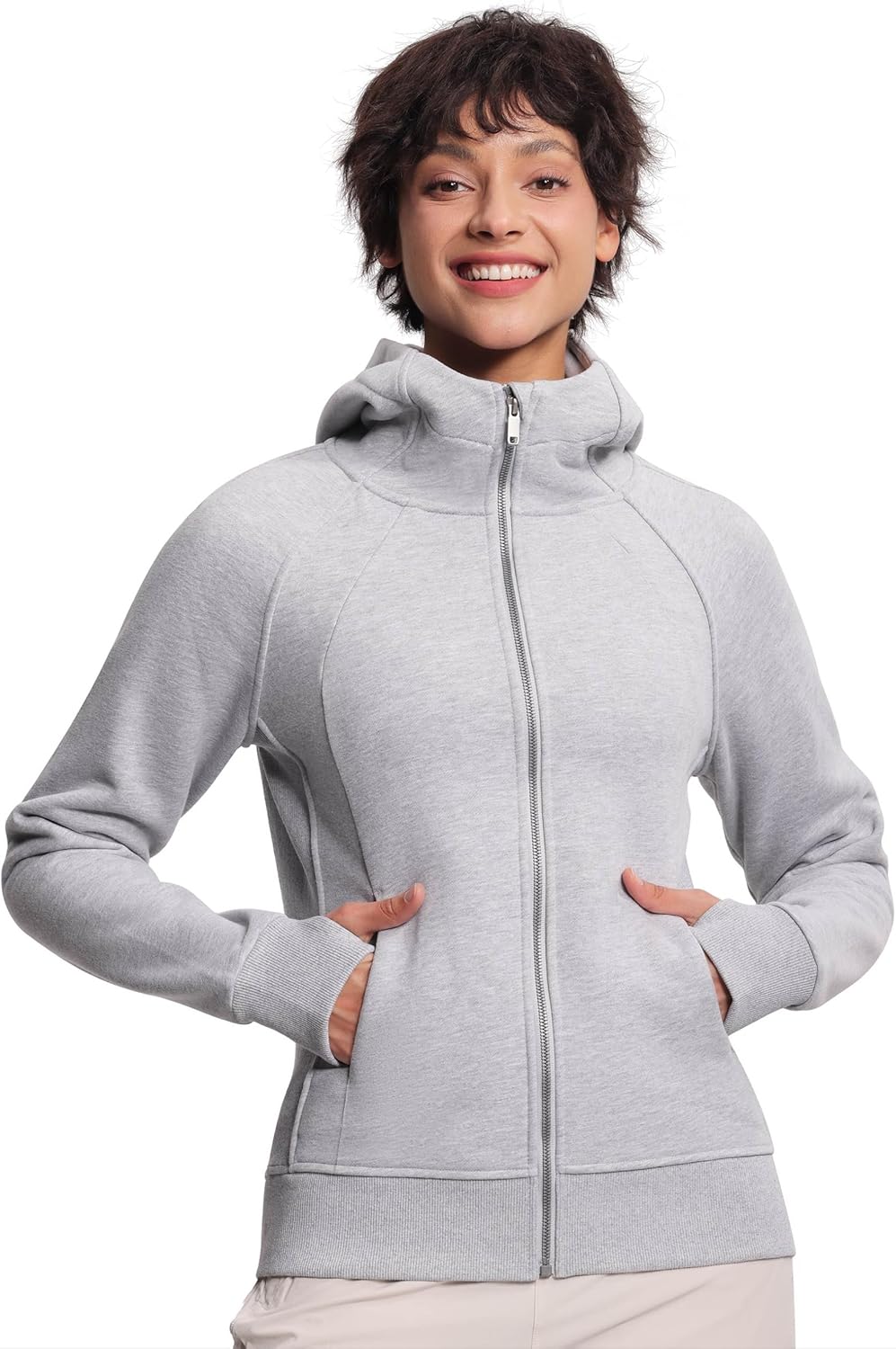 Fleece Workout Jackets with Pockets and Thumb Hole Design