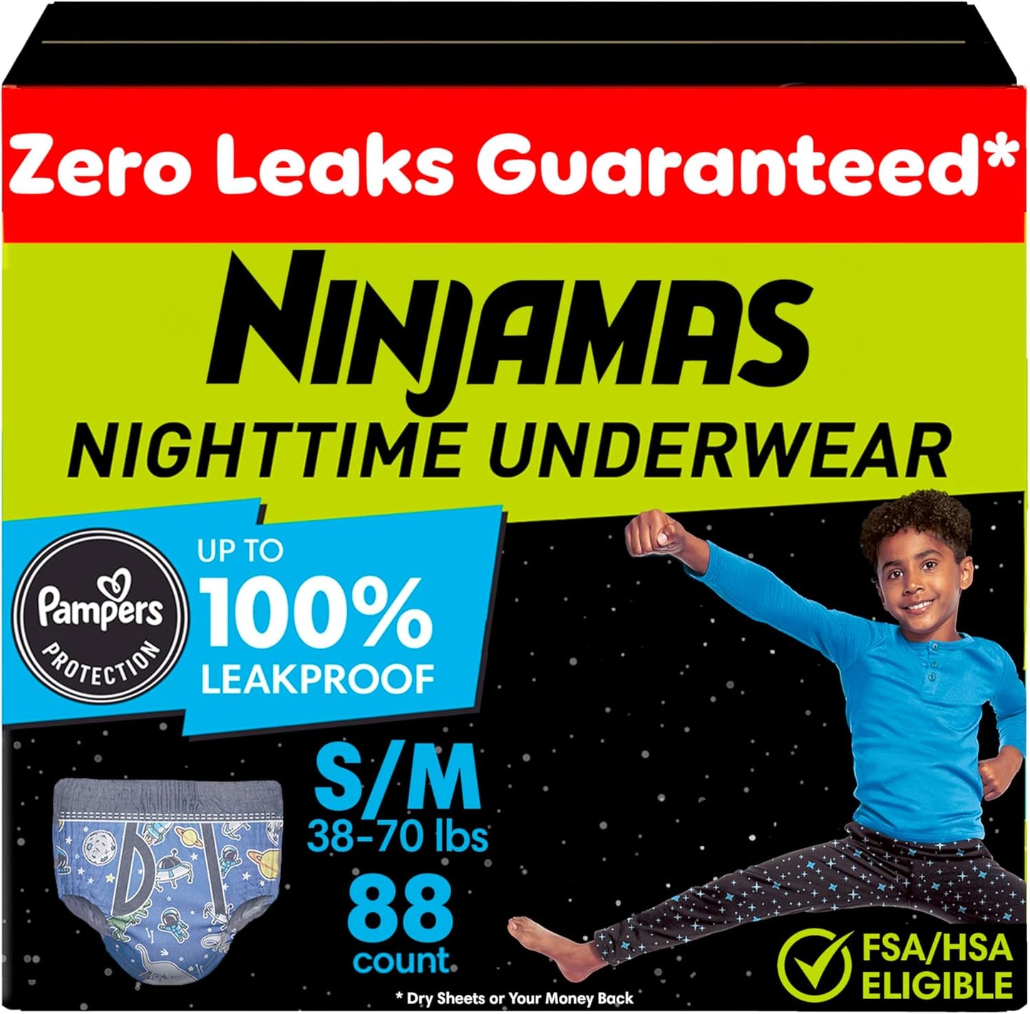 Ninjamas: 88ct Boys S/M Nighttime Underwear - Ultimate Protection