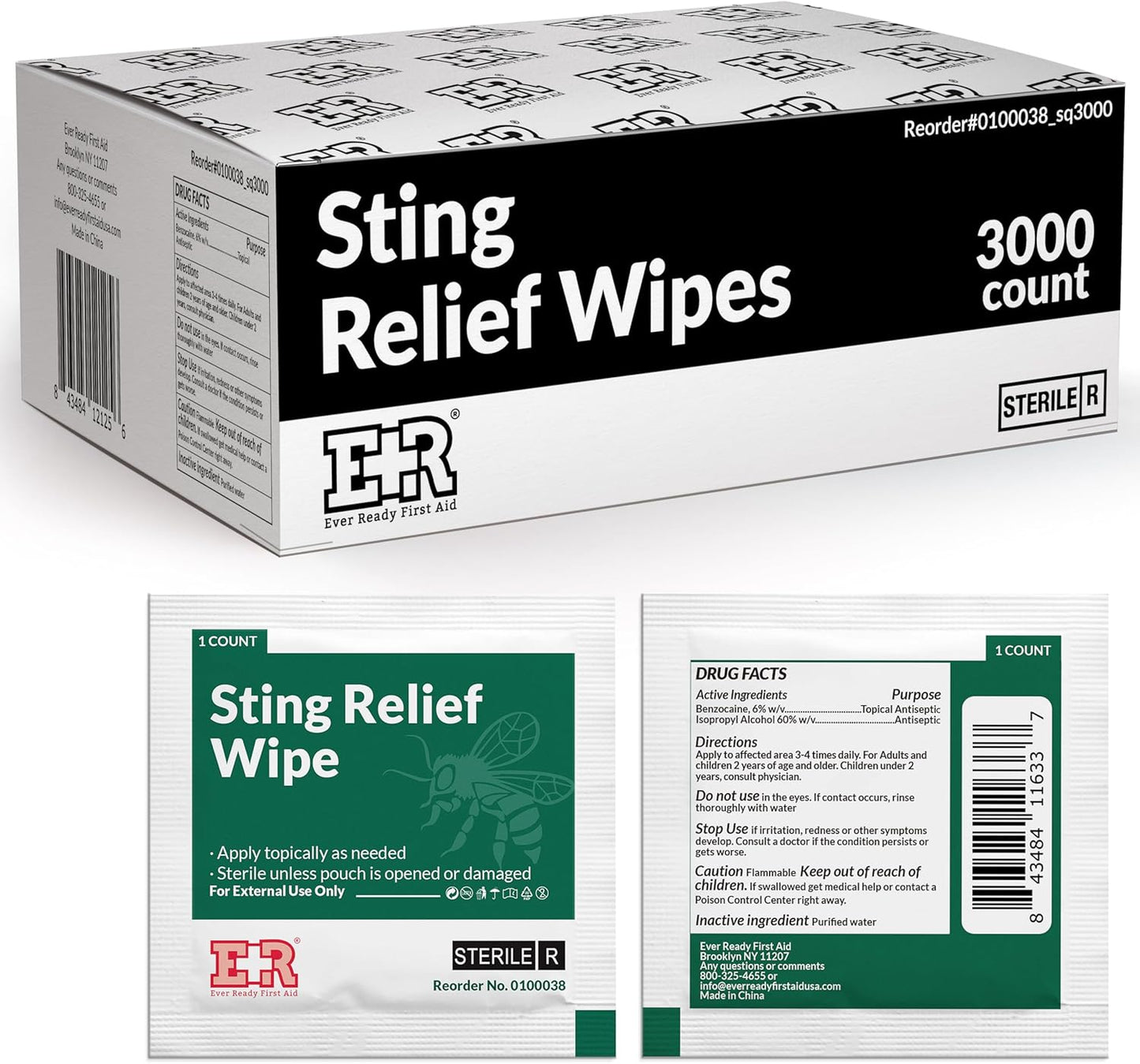 Ever Ready First Aid Sting Relief Wipes for Instant Pain Relief