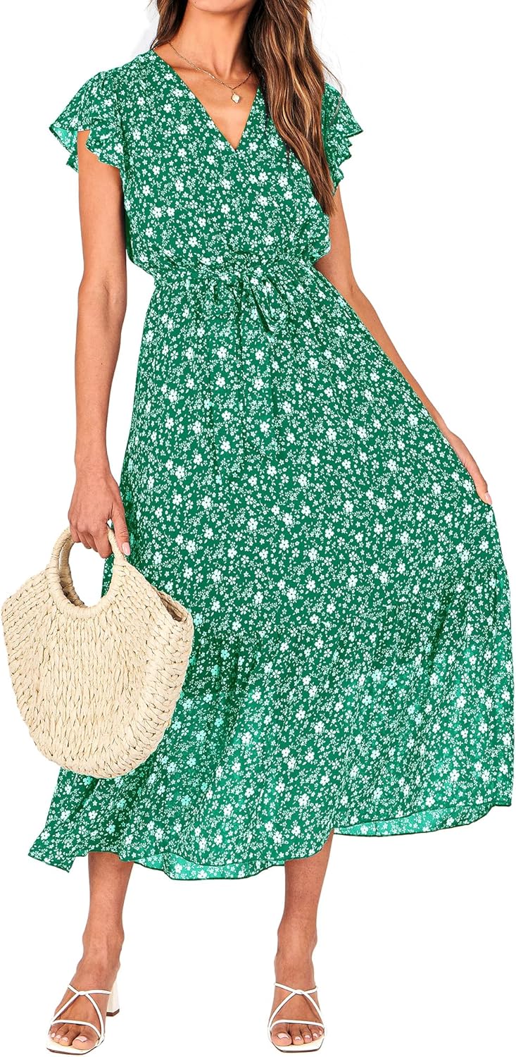 BTFBM Women Summer Bohemian Floral Midi Sun Dress for All Occasions