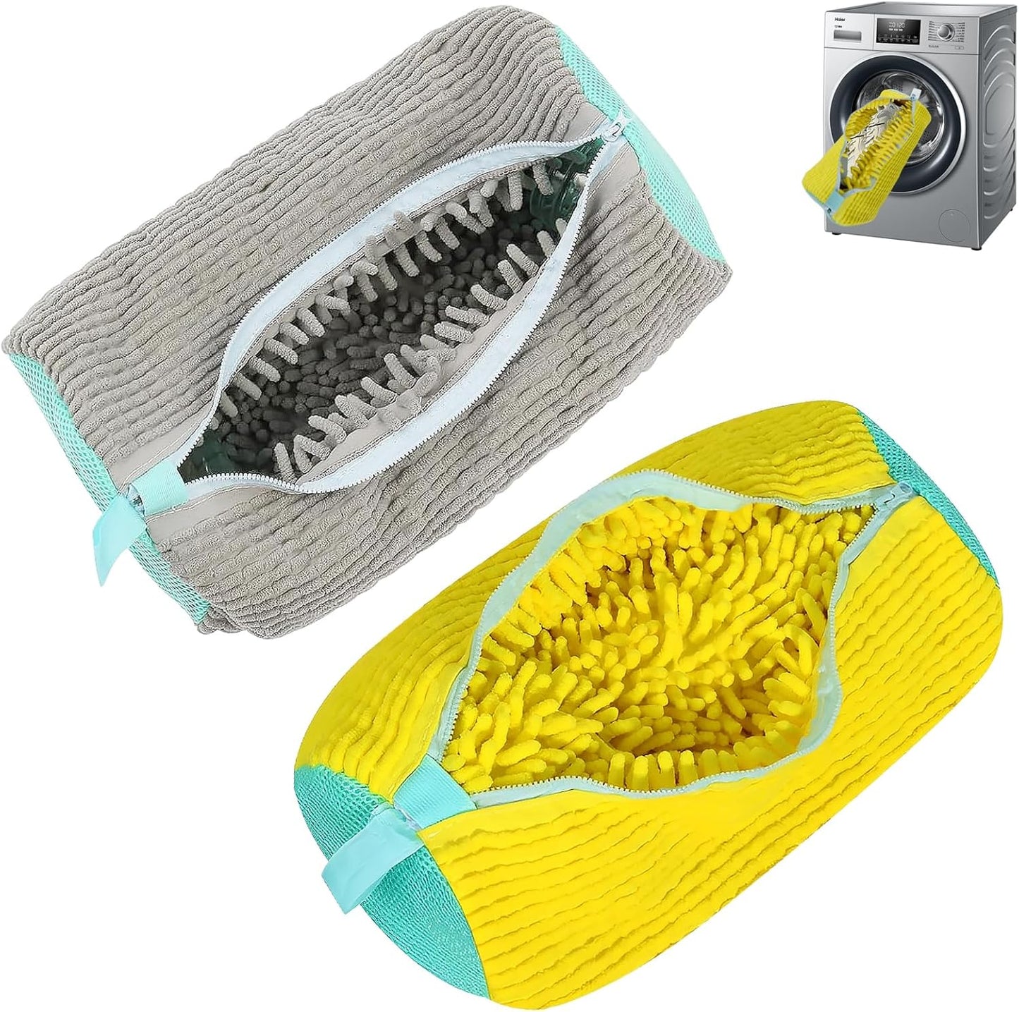 Deep Clean Sneaker Laundry Bag Set - 360 Wash for Any Shoe Type - Yellow & Grey by Weishuo