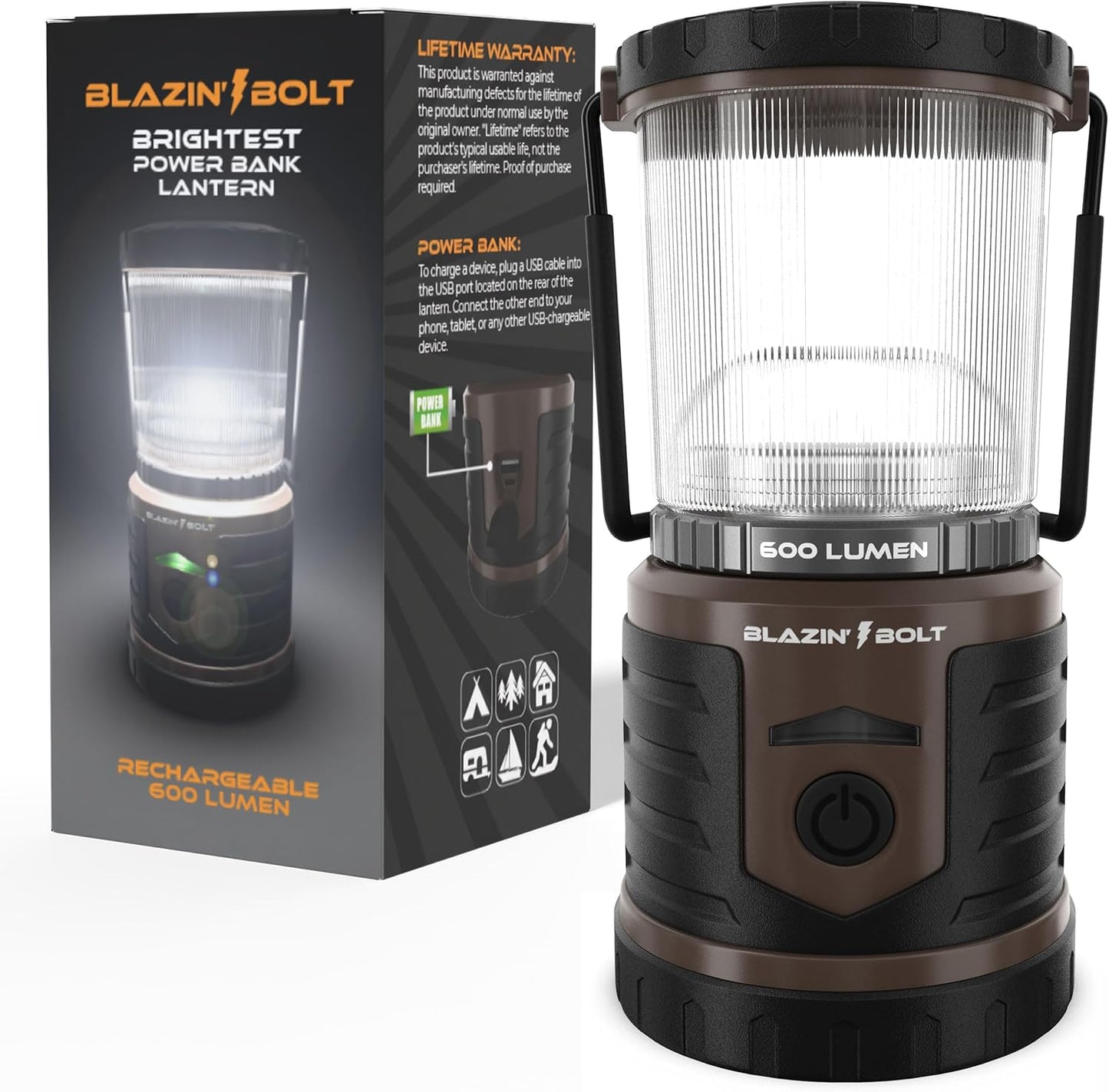 Blazin Bolt Rugged USB Rechargeable Lantern for All Adventures