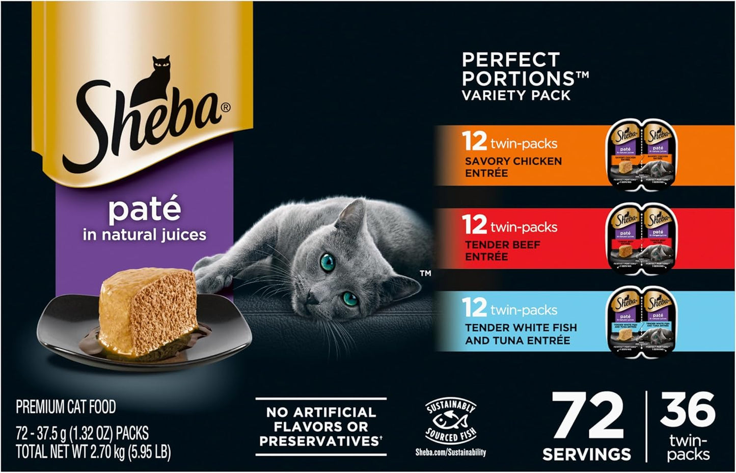 Sheba Perfect Portions Wet Cat Food Pate for Happy Cats