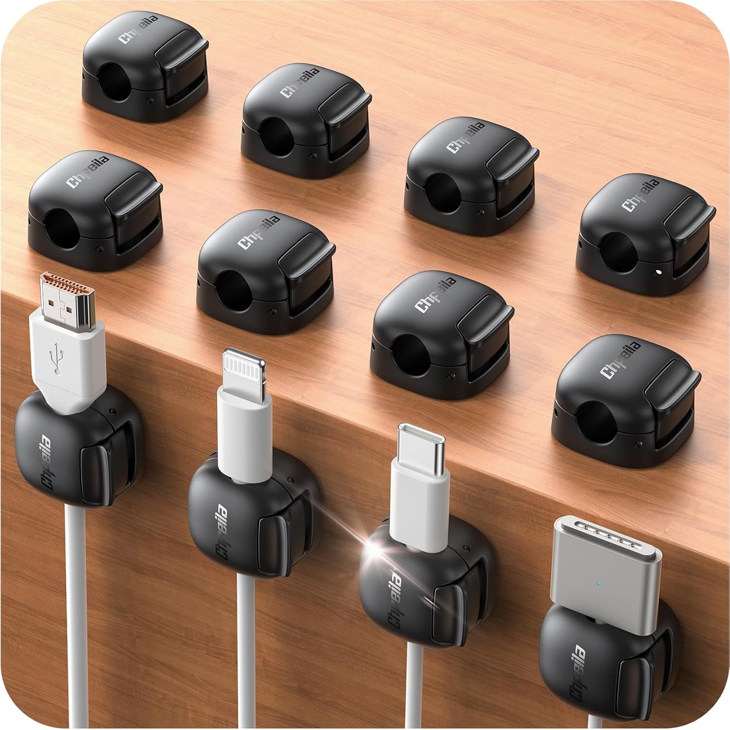 12Pack Cord Organizer - Chfeila Cable Management Clips for Home