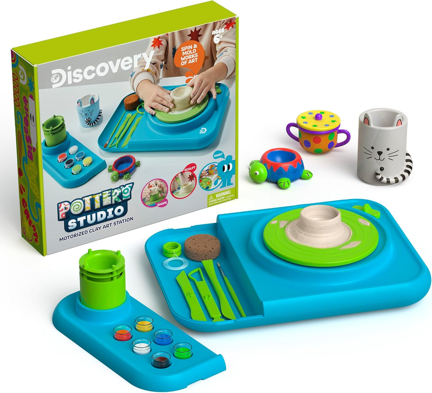 Motorized Clay Art Station for Kids with Pottery Wheel & Tools