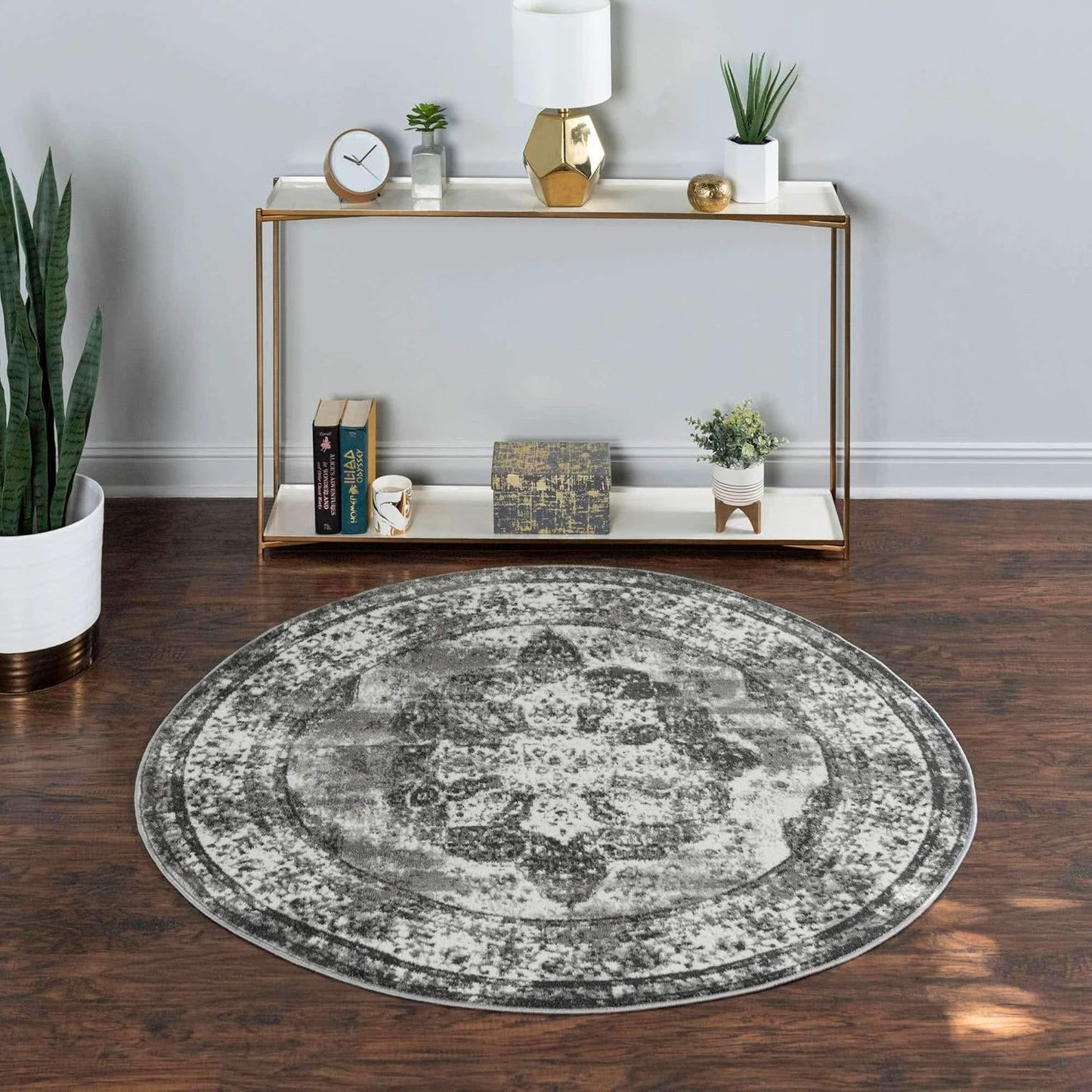 Unique Loom Sofia Collection Area Rug - Vintage Gray Ivory Design