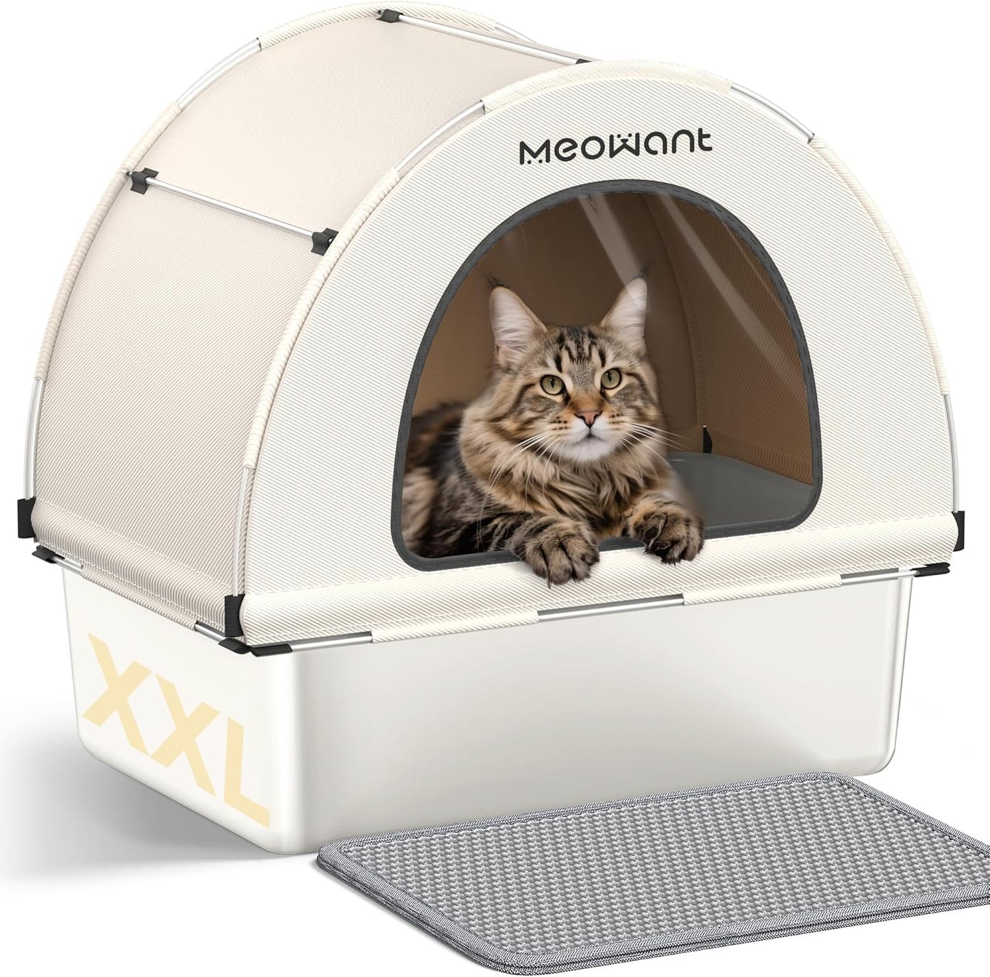 Extra Large 3-in-1 Covered Cat Litter Box for Easy Cleaning
