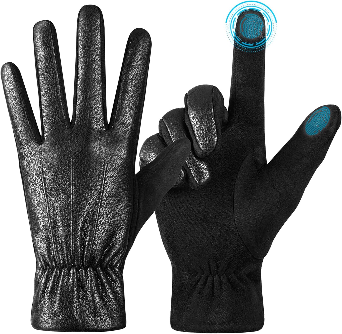 Warm Touchscreen Leather Gloves for Men