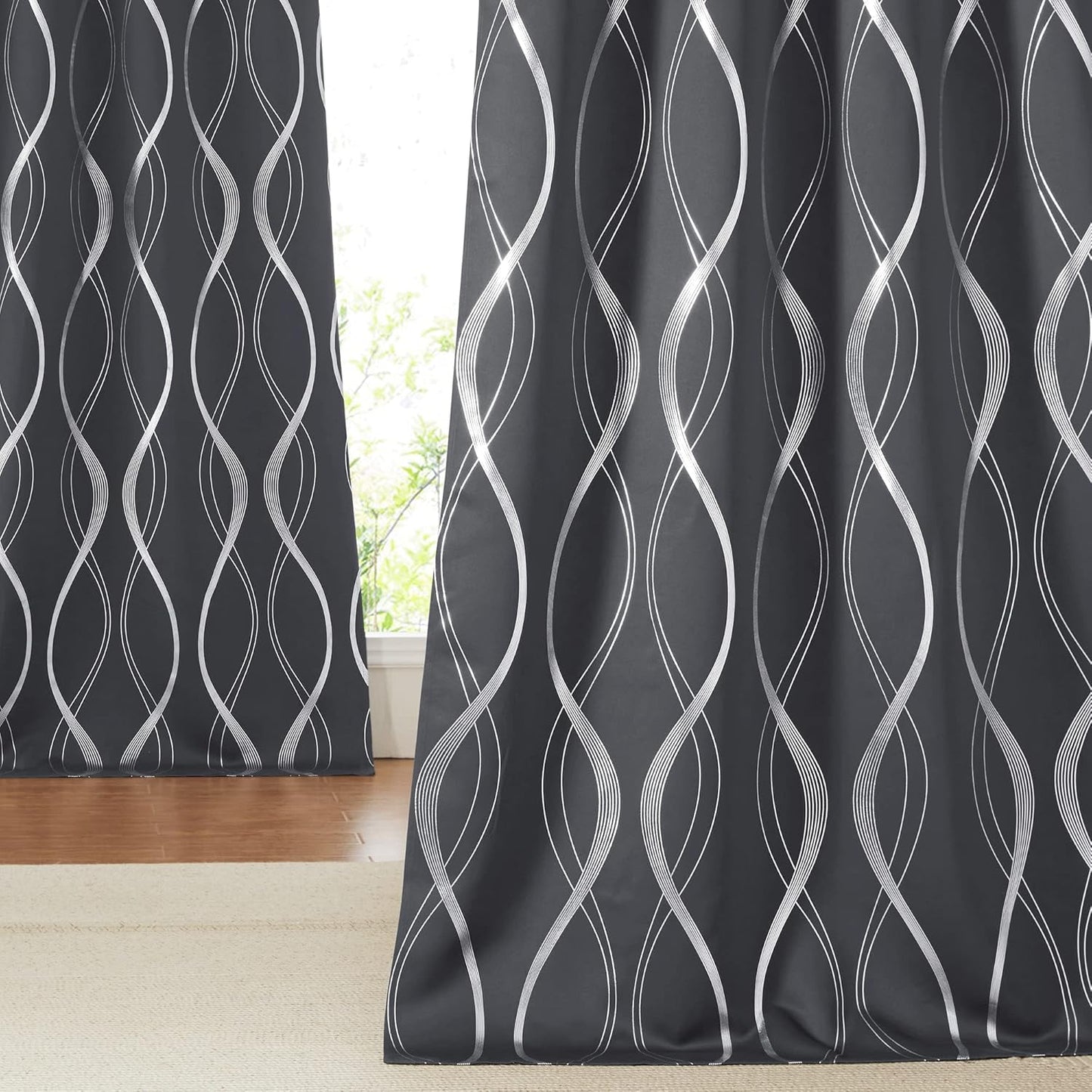 NICETOWN Extra Long Blackout Curtains for Large Windows, Grey
