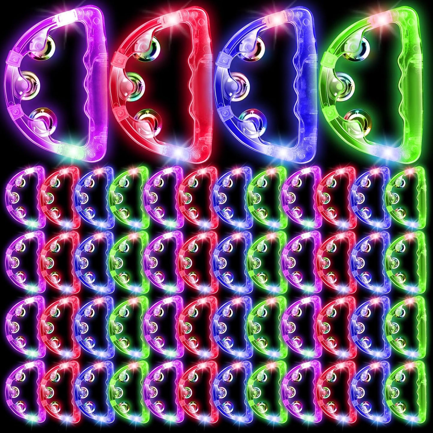 96 Pcs Light Up Tambourines for Parties and Events Fun