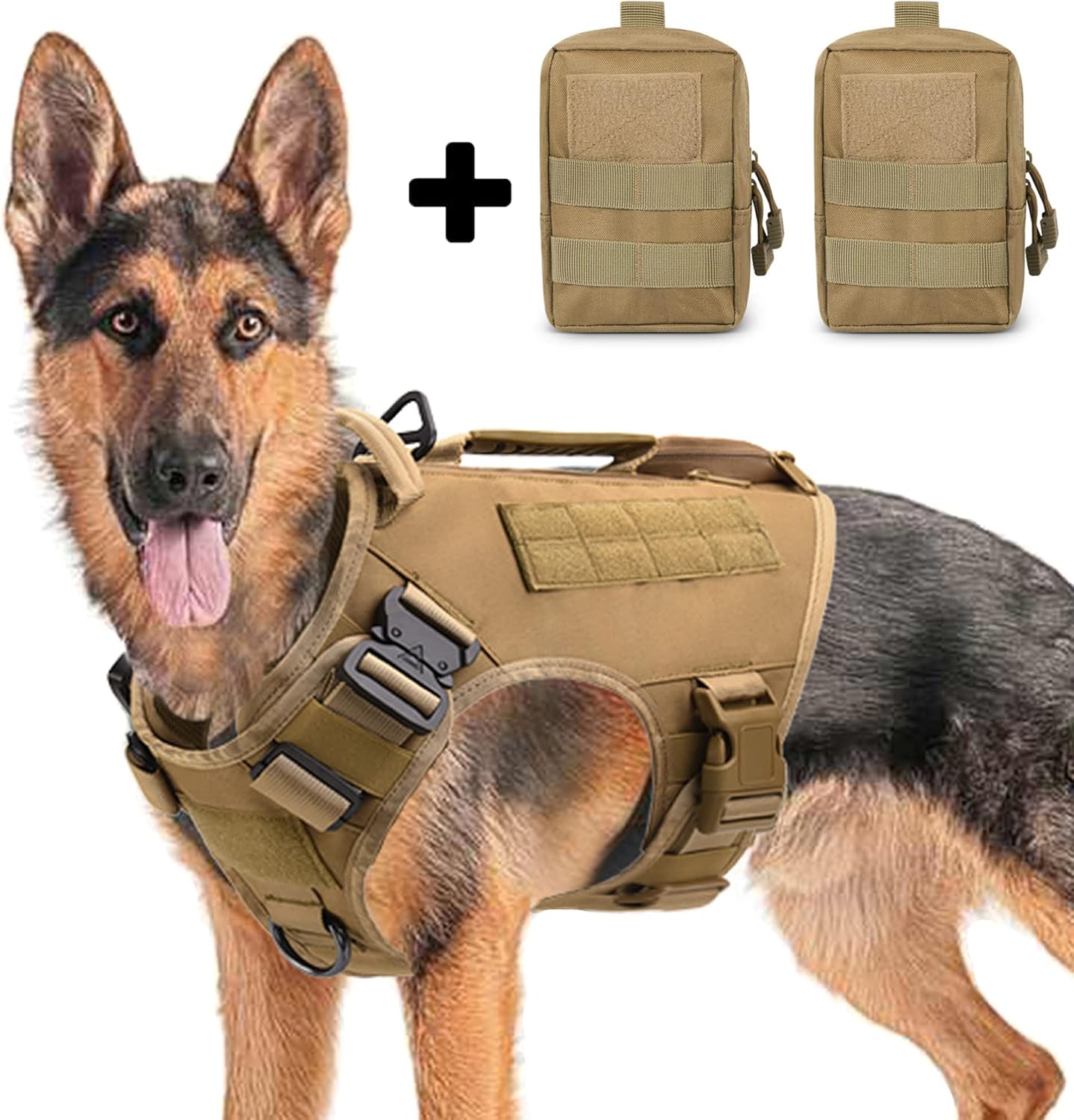 Tactical Dog Backpack Harness for Large Breeds with Pouches