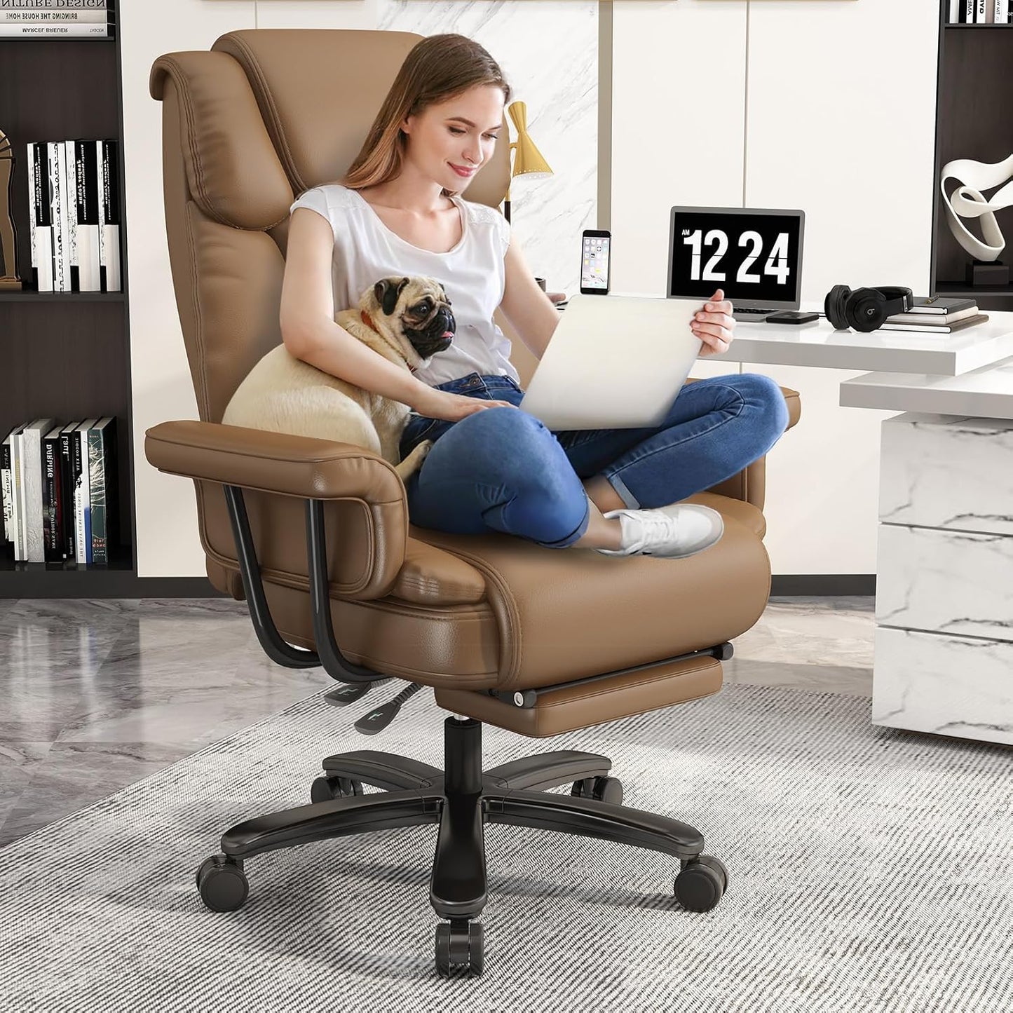 GYI Criss Cross Chair with Wheels for Big and Tall Comfort