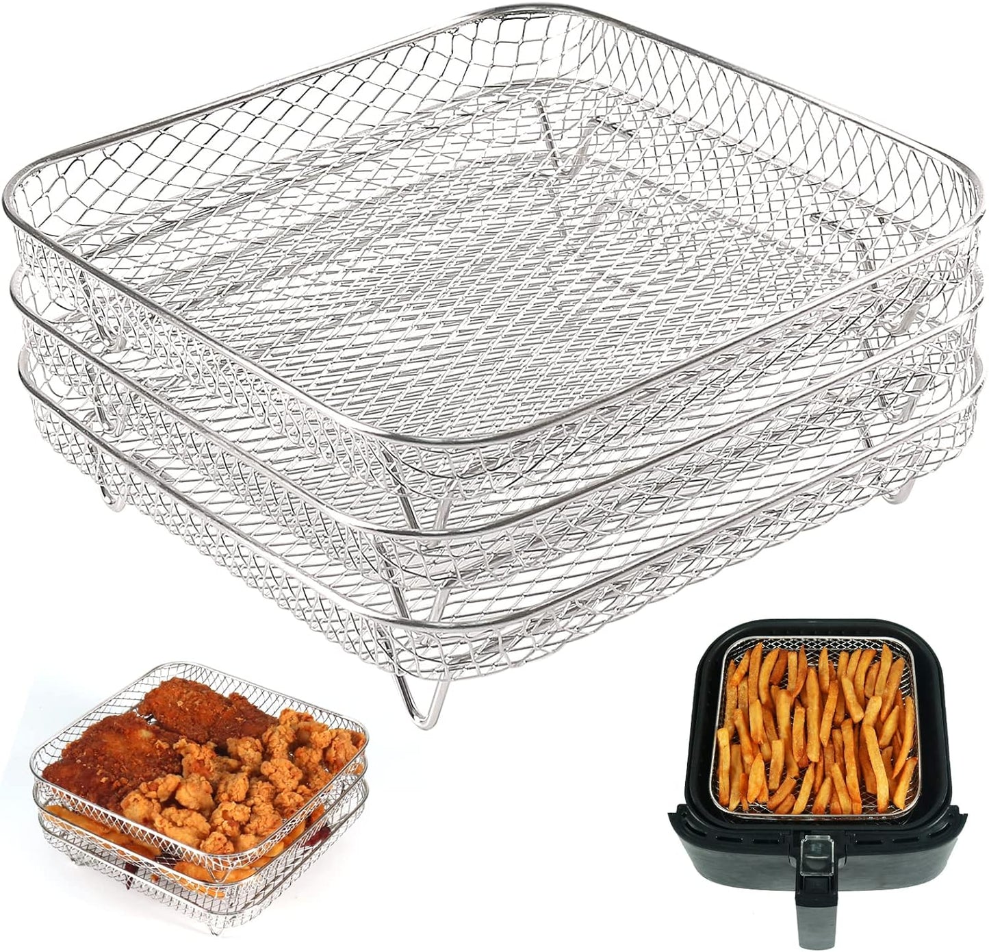 BYKITCHEN Stackable Air Fryer Racks - Multi-Layer Stainless Steel