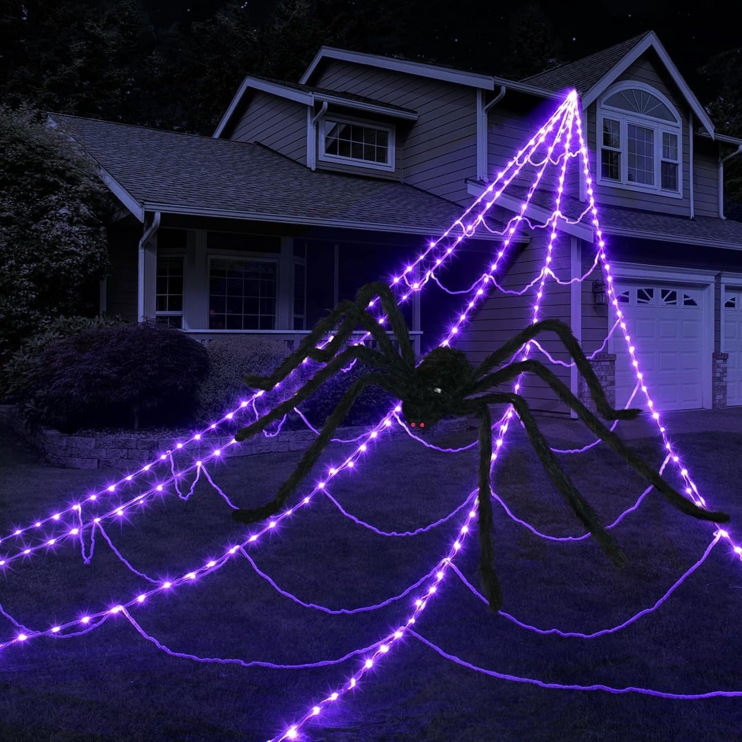 Halloween Spider Web Lights with 250 LEDs for Spooky Decor