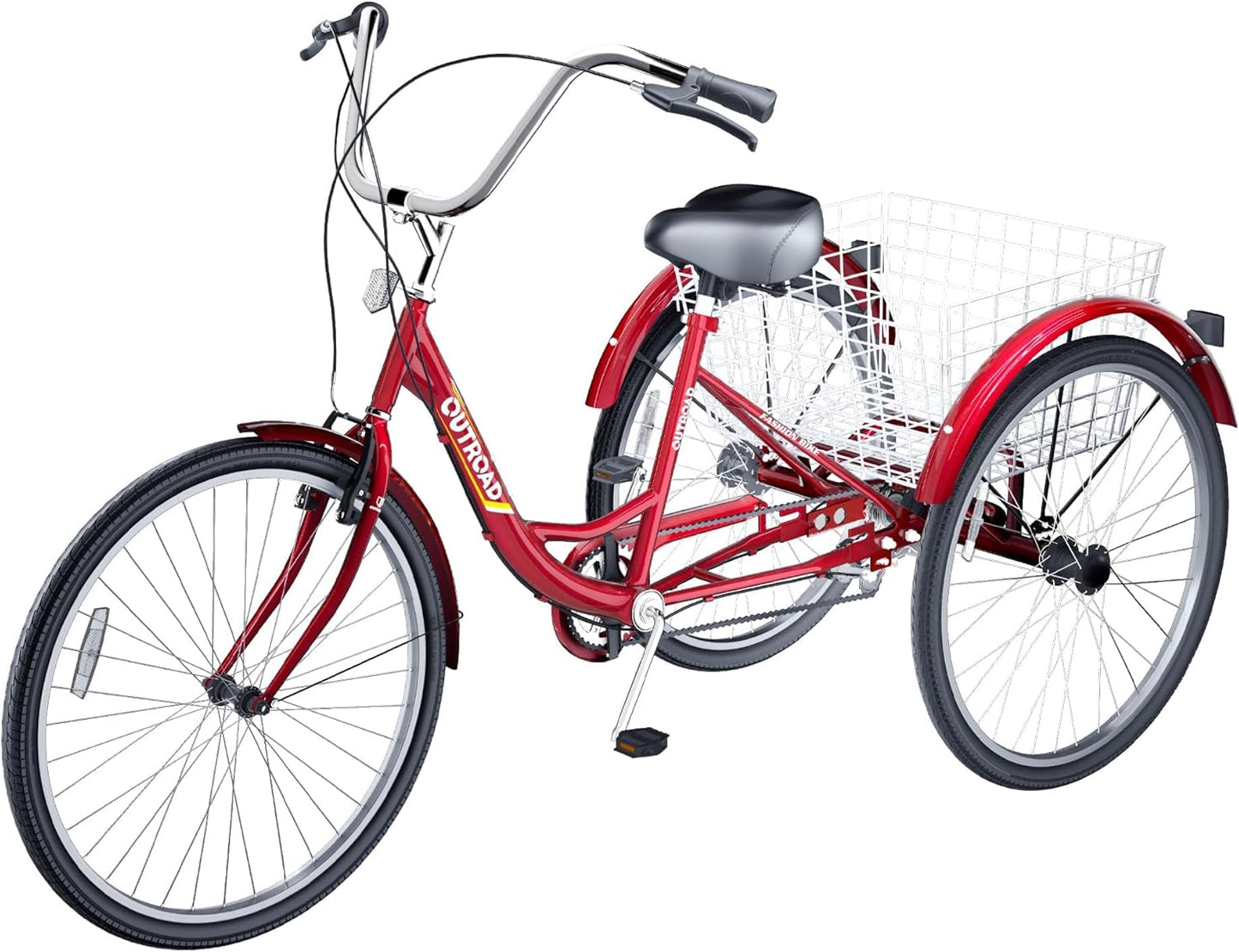 7-Speed Adult Tricycle with Large Basket for Shopping and Beach