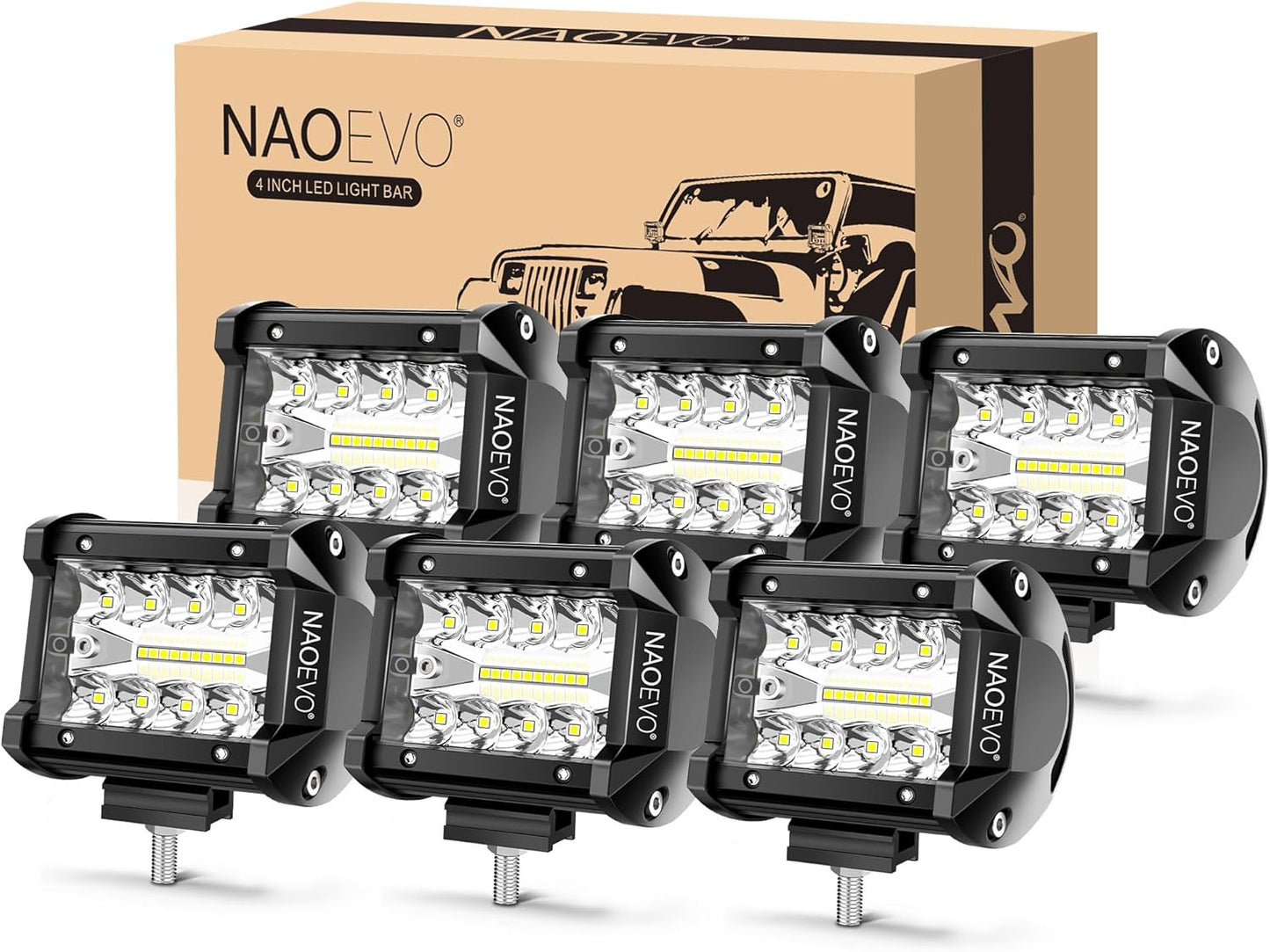 NAOEVO 4 Inch LED Pod Lights for Off Road and Driving Use