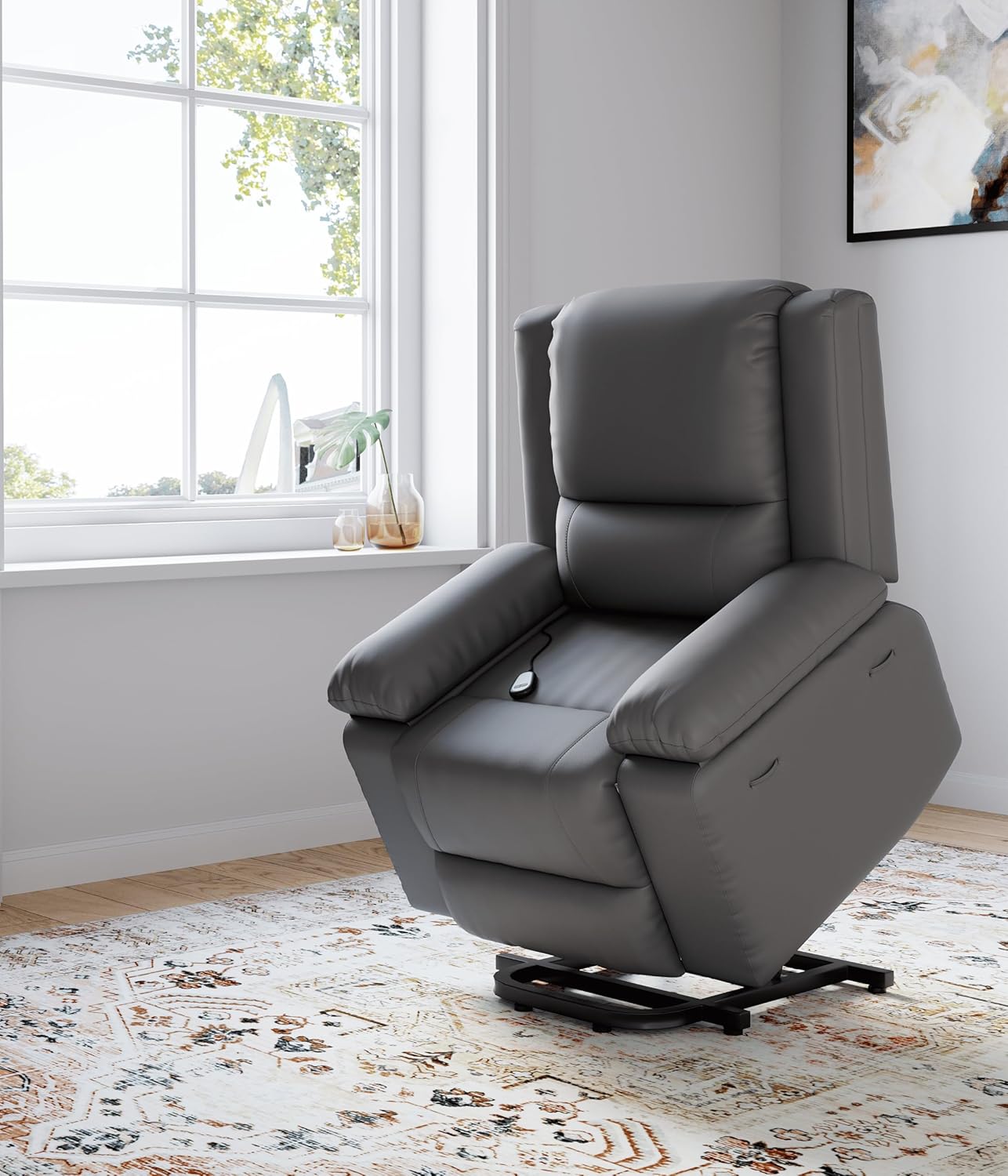 GarveeHome Gray Power Lift Recliner with Massage & Heat