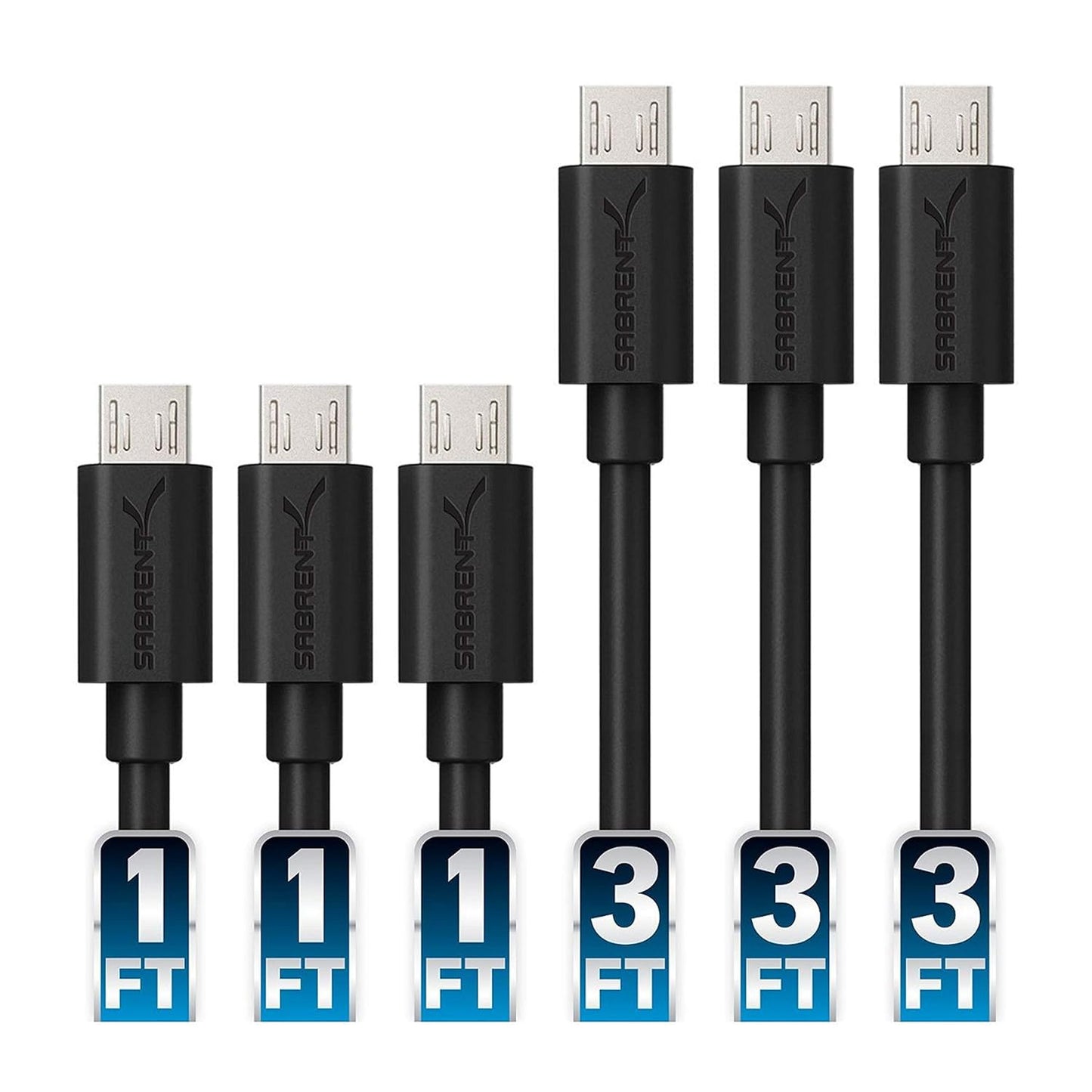 SABRENT 6-Pack Premium Micro USB Cables - Fast Charging & Syncing