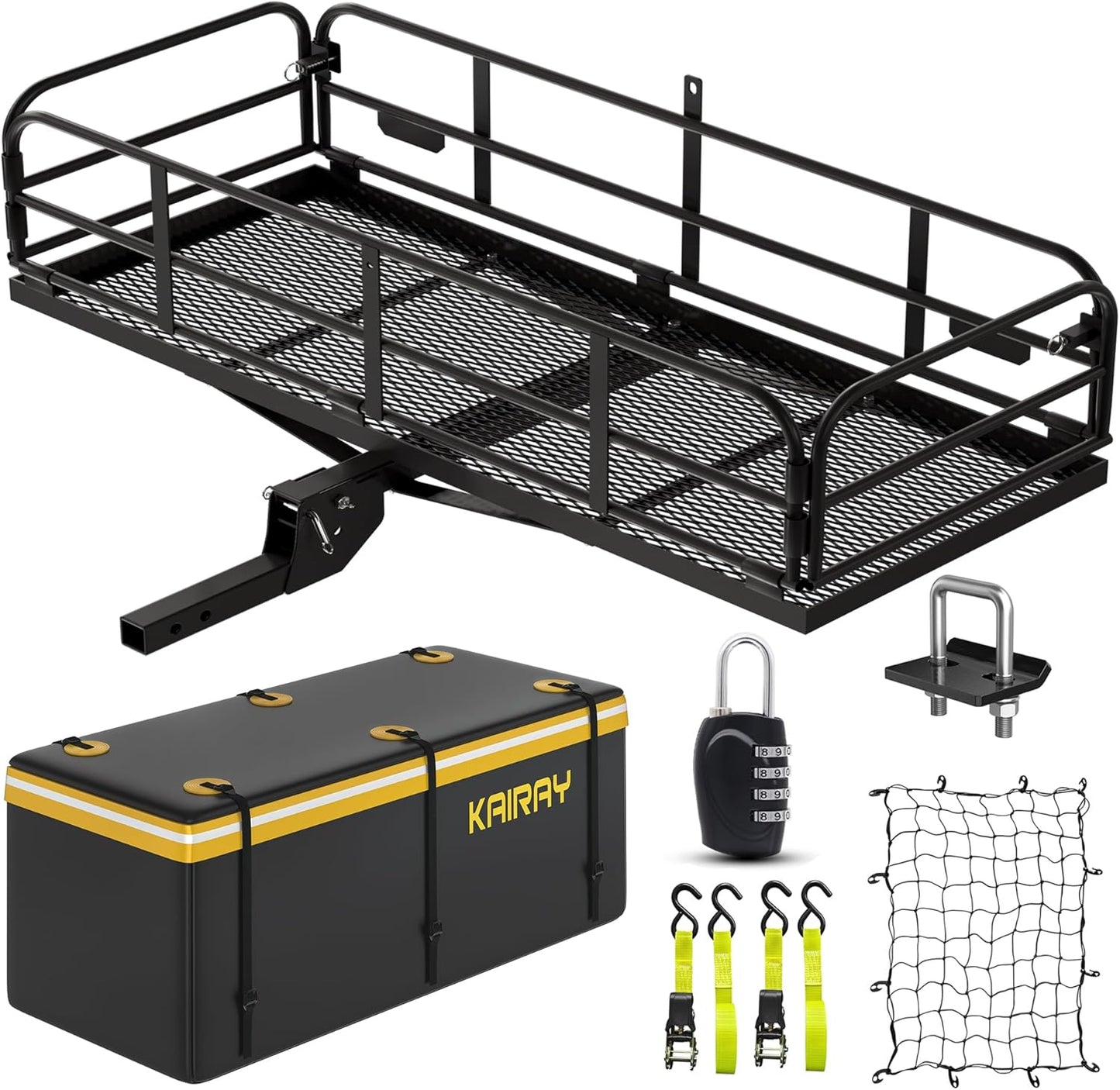 KAIRAY Heavy Duty Hitch Mount Cargo Carrier for SUVs and Cars