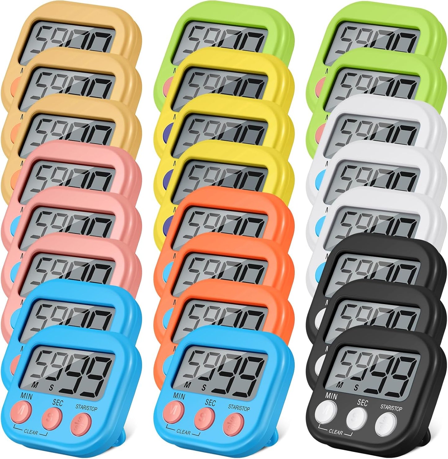 24 Pcs Digital Kitchen Timer Set for Cooking and Exercise