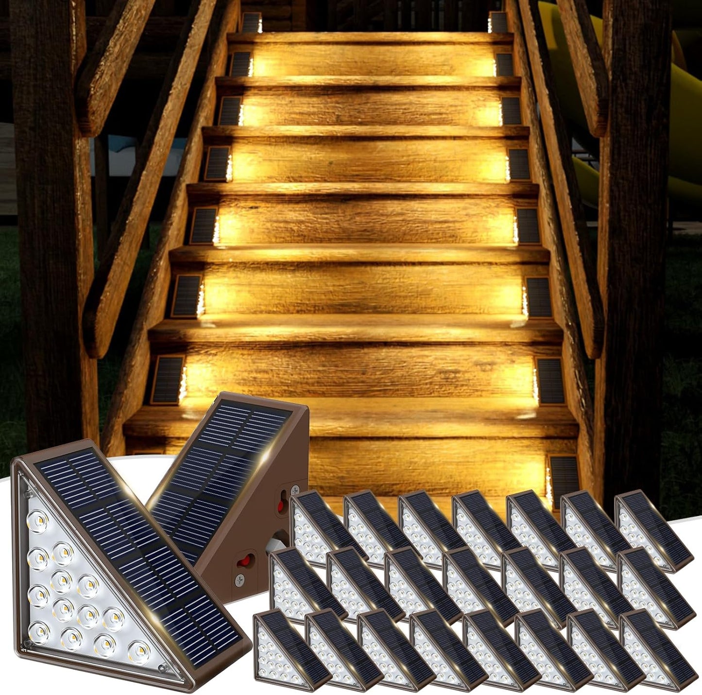Solar Step Lights for Outside - 24pack Waterproof Stair Lights