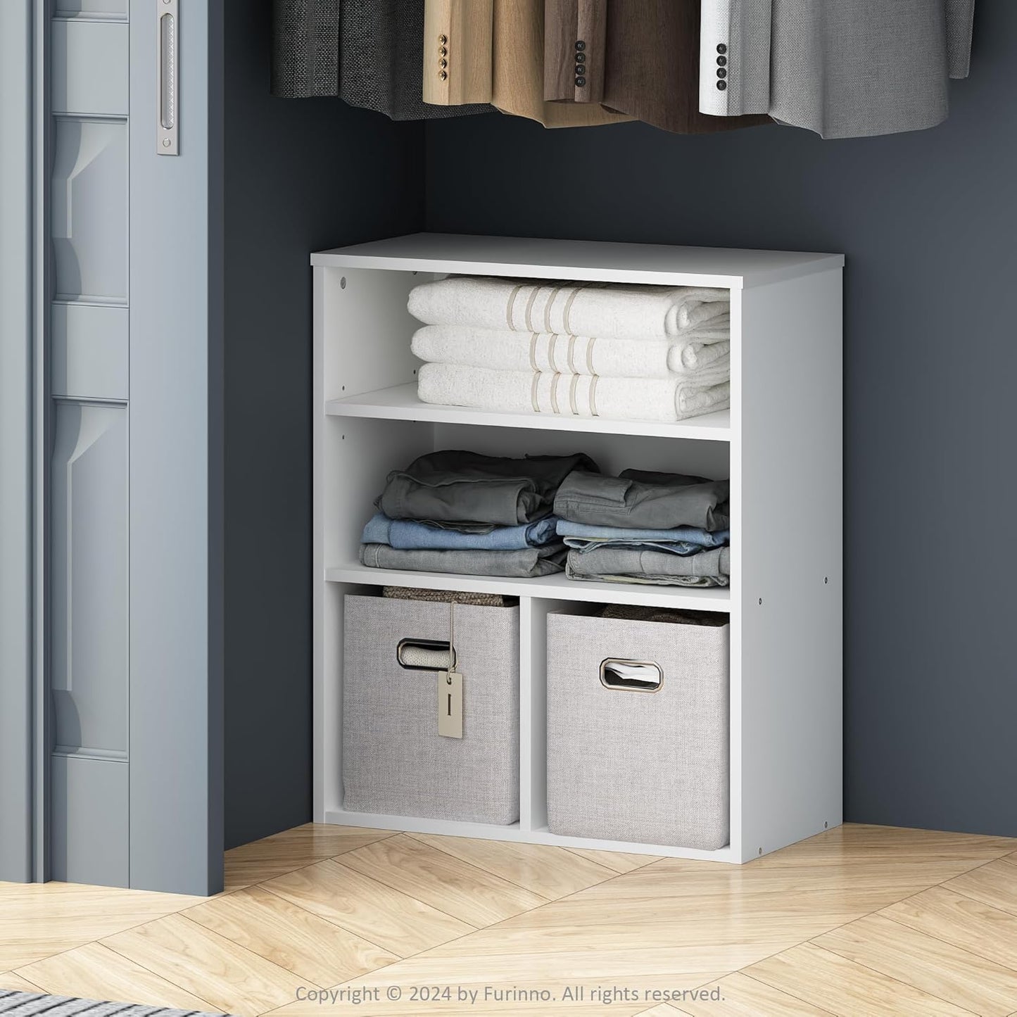 Furinno Reed 3 Tier Multipurpose Open Shelf for Closet Storage