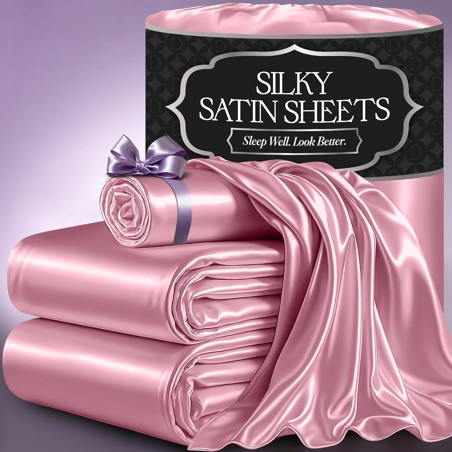DECOLURE Satin Bed Sheets Set - Luxury Twin Size Bedding