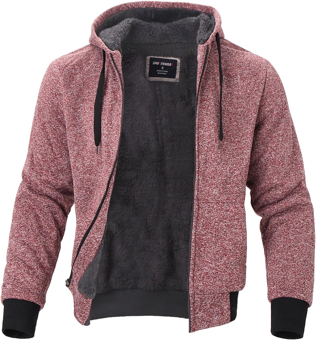 Facitisu Flannel Hoodies for Men Sherpa Lined Heavy Fleece